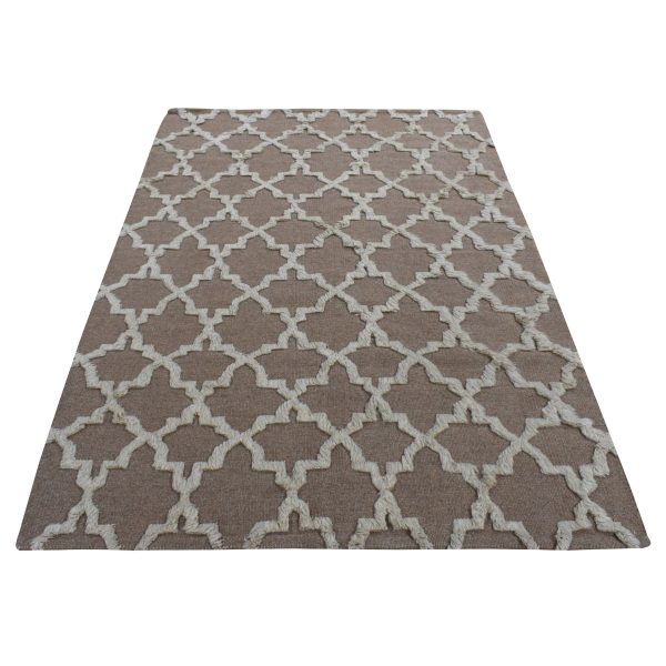 5'x7' Beaver Brown, Pure Wool, Hand Knotted, Mixed Kilim and Piled Design, Hi and Lo, Oriental Rug HR80921