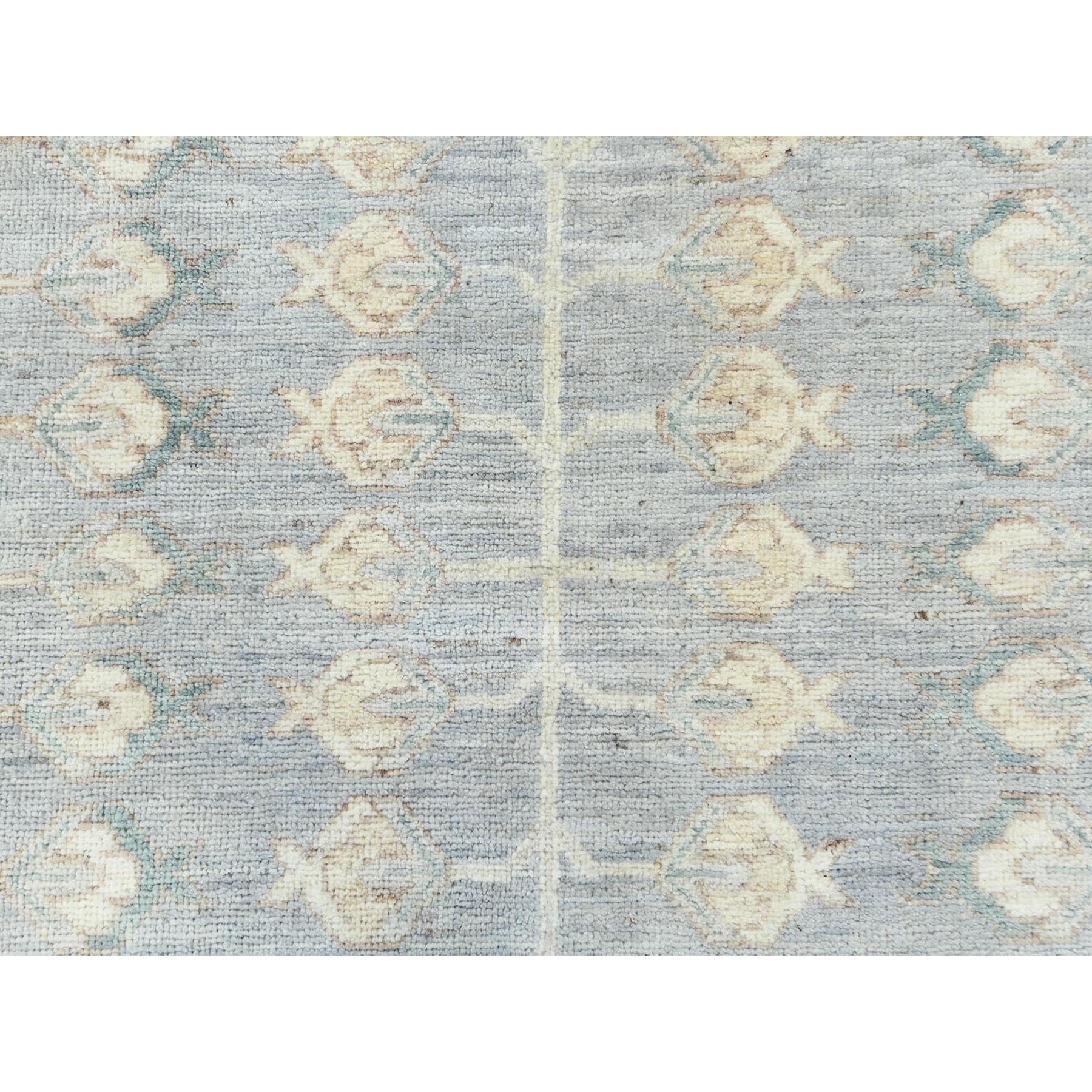 9'1"x12' Misty Gray, Afghan Peshawar with Khotan Design, Stone Washed, Soft Wool, Hand Knotted, Oriental Rug HR82702 - Image 9