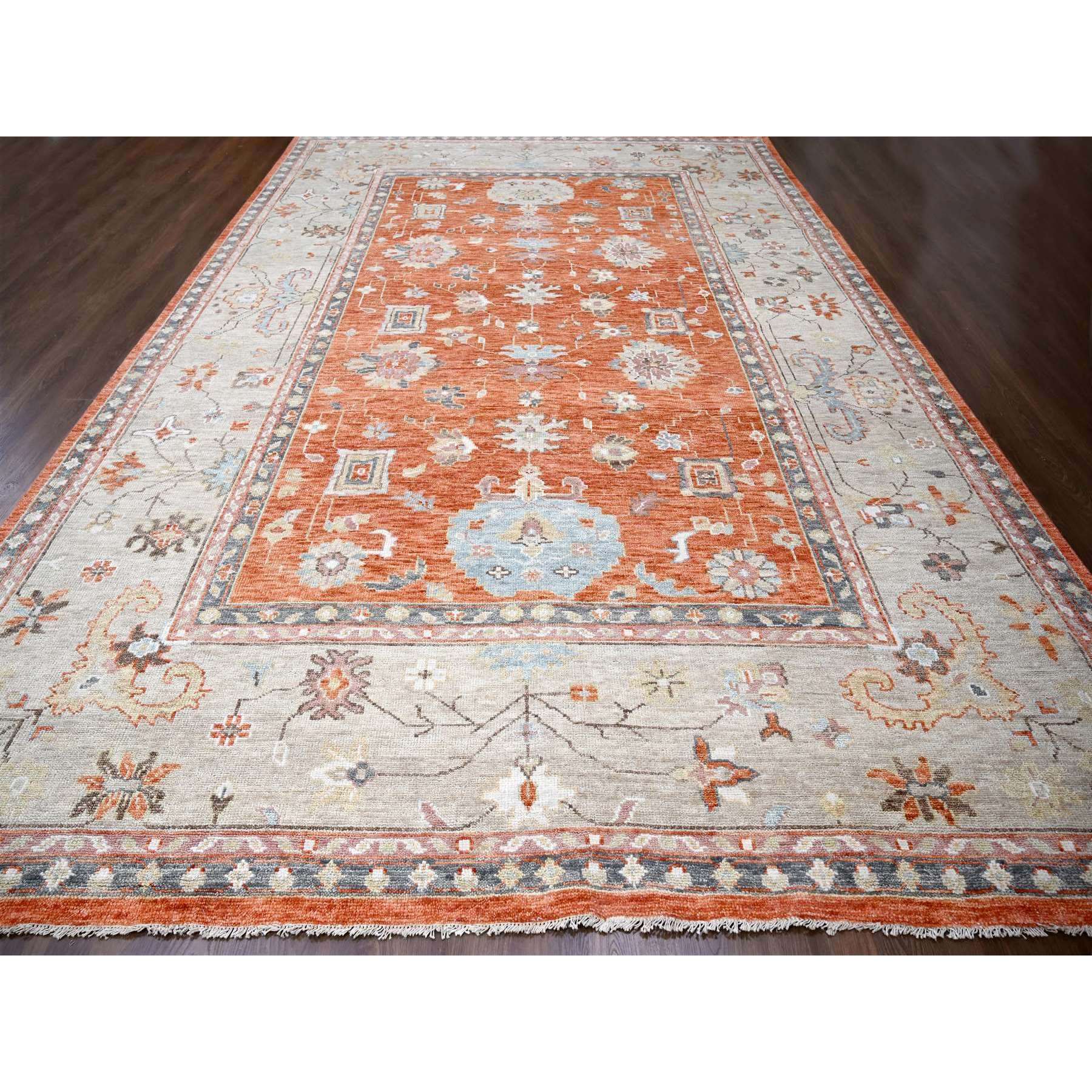 12'x17'8" Burnt Orange, Natural Dyes, Extra Soft Wool, Thick and Plush, Hand Knotted, Oushak Design, Supple Collection, Oversize Oriental Rug HR84358 - Image 2