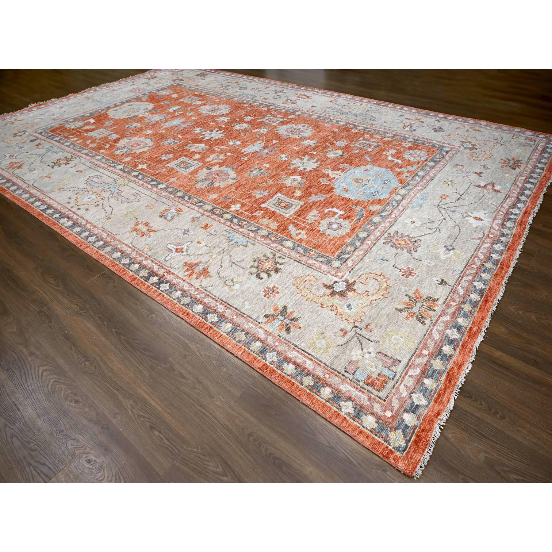 12'x17'8" Burnt Orange, Natural Dyes, Extra Soft Wool, Thick and Plush, Hand Knotted, Oushak Design, Supple Collection, Oversize Oriental Rug HR84358 - Image 3
