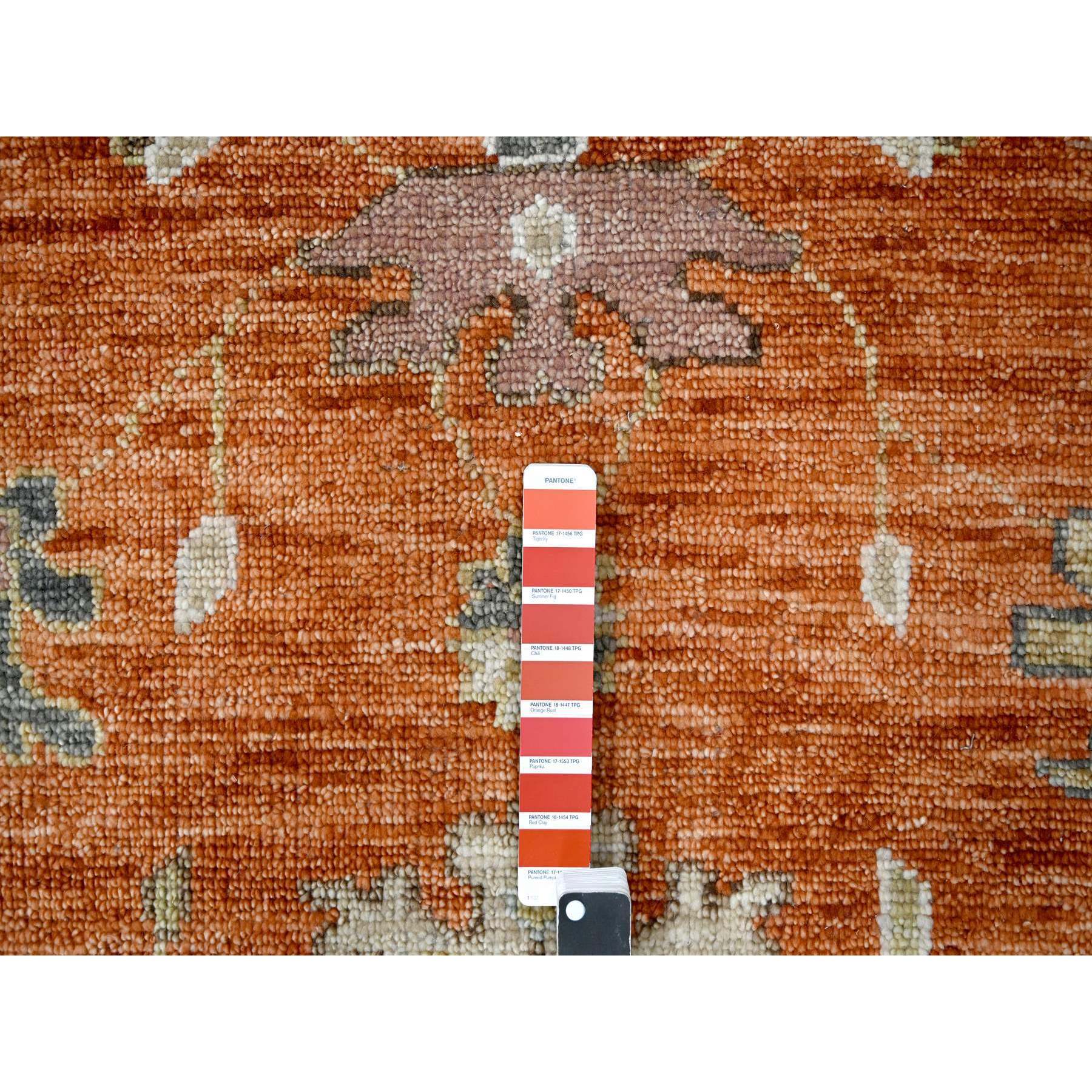 12'x17'8" Burnt Orange, Natural Dyes, Extra Soft Wool, Thick and Plush, Hand Knotted, Oushak Design, Supple Collection, Oversize Oriental Rug HR84358 - Image 7