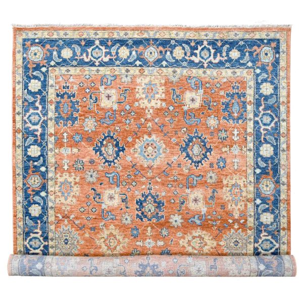 9'10"x14' Rust Orange, Supple Collection, All over Mahal Design, Pure Wool, Hand Knotted, Natural Dyes, Oriental Rug HR84371
