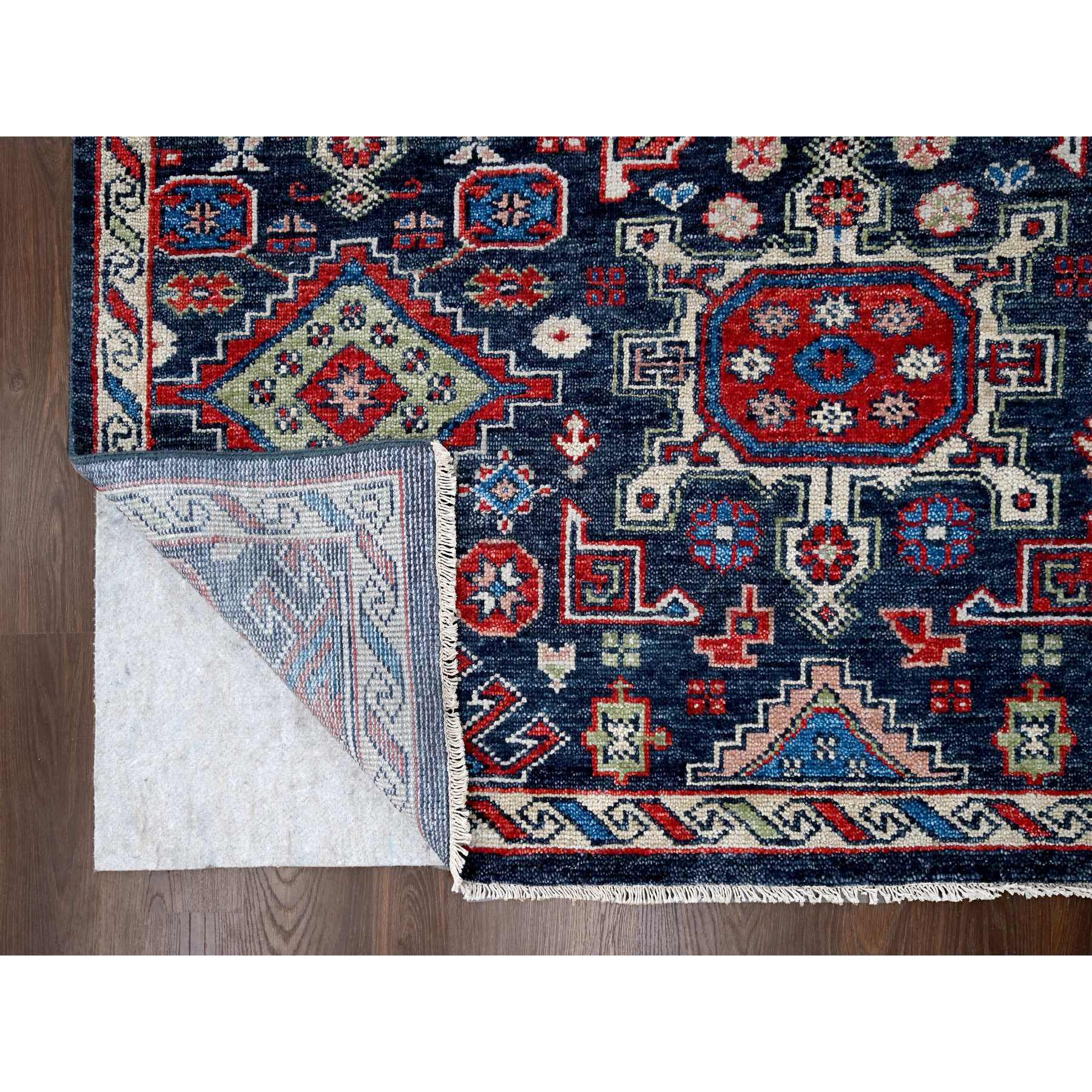 12'x14'10" Black, Soft and Vibrant Pile, Karajeh Heriz Geometric Design, Supple Collection, Plush and Lush, 100% Wool Hand Knotted, Oversize Oriental Rug HR84387 - Image 4
