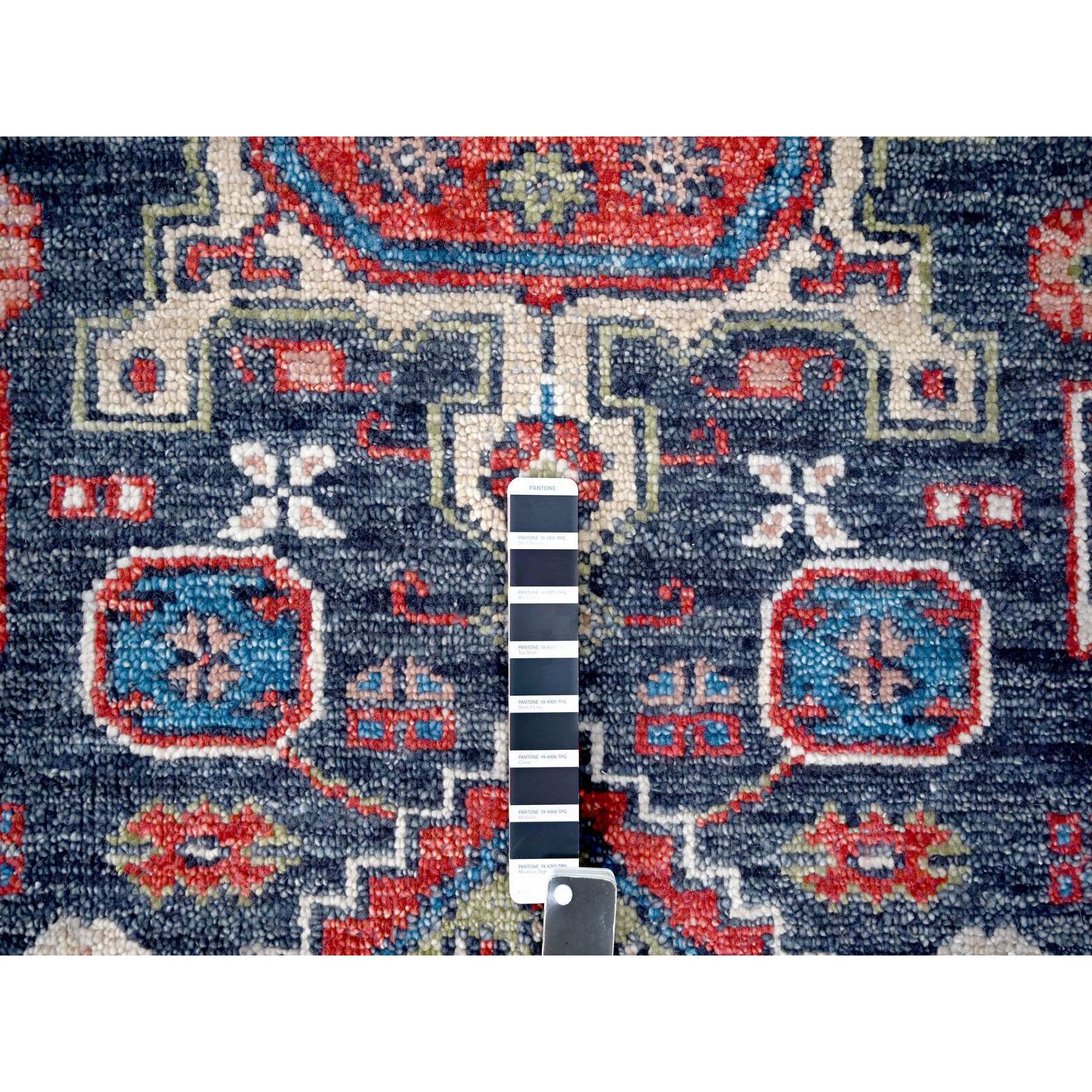 12'x14'10" Black, Soft and Vibrant Pile, Karajeh Heriz Geometric Design, Supple Collection, Plush and Lush, 100% Wool Hand Knotted, Oversize Oriental Rug HR84387 - Image 7