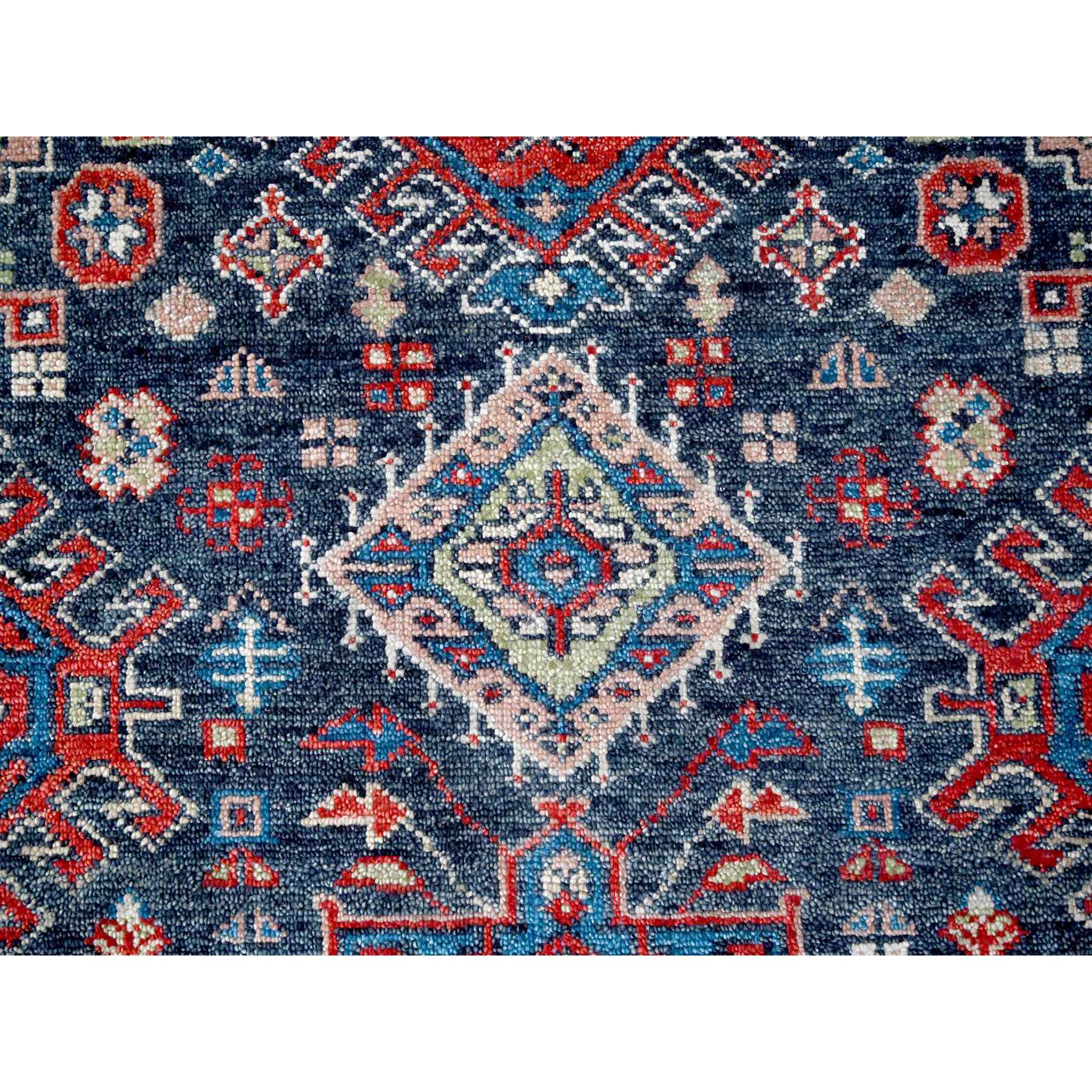 12'x14'10" Black, Soft and Vibrant Pile, Karajeh Heriz Geometric Design, Supple Collection, Plush and Lush, 100% Wool Hand Knotted, Oversize Oriental Rug HR84387 - Image 8