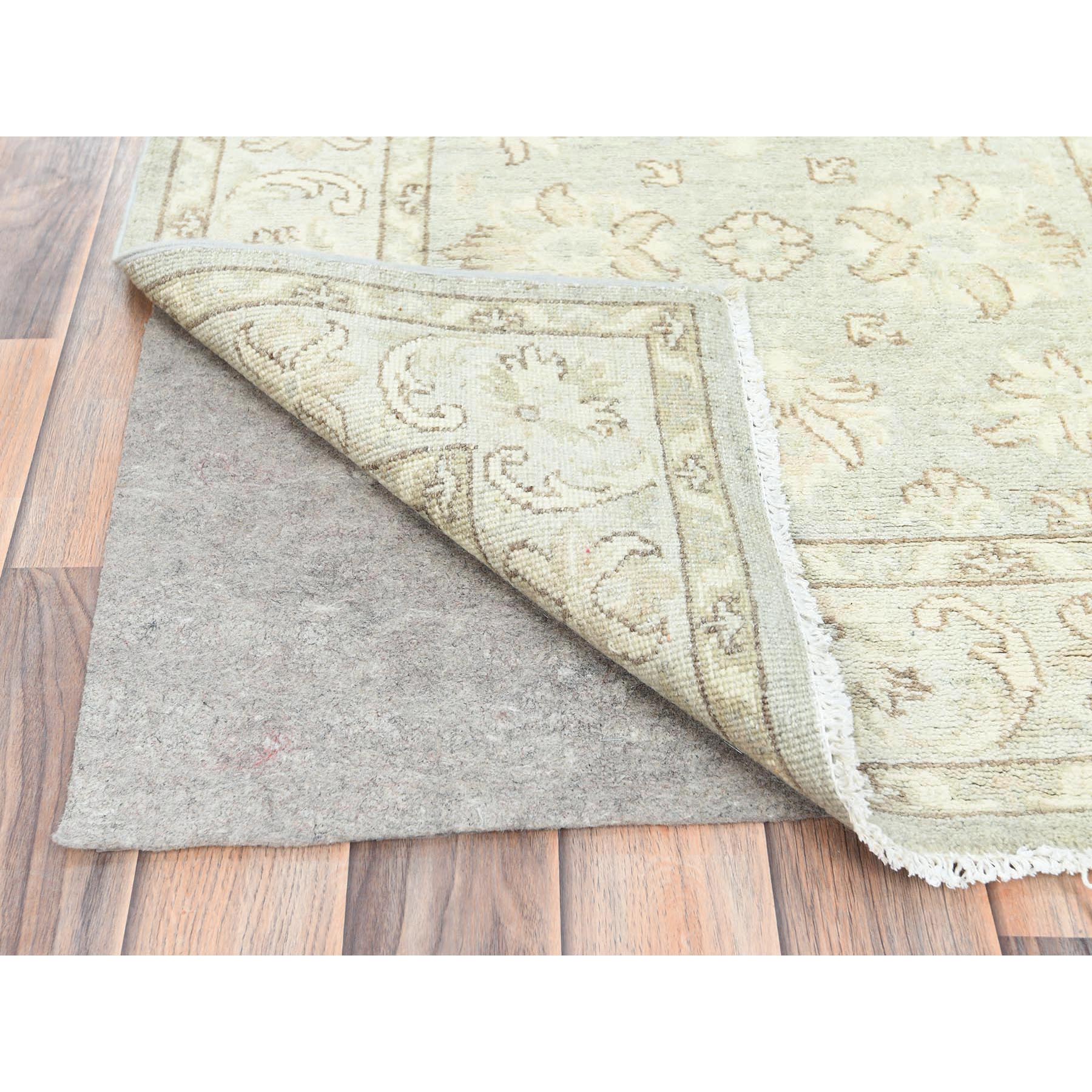 2'9"x9'7" Ivory, Hand Knotted, Afghan Stone Washed Peshawar, Soft Wool, Runner Oriental Rug HR85213 - Image 3