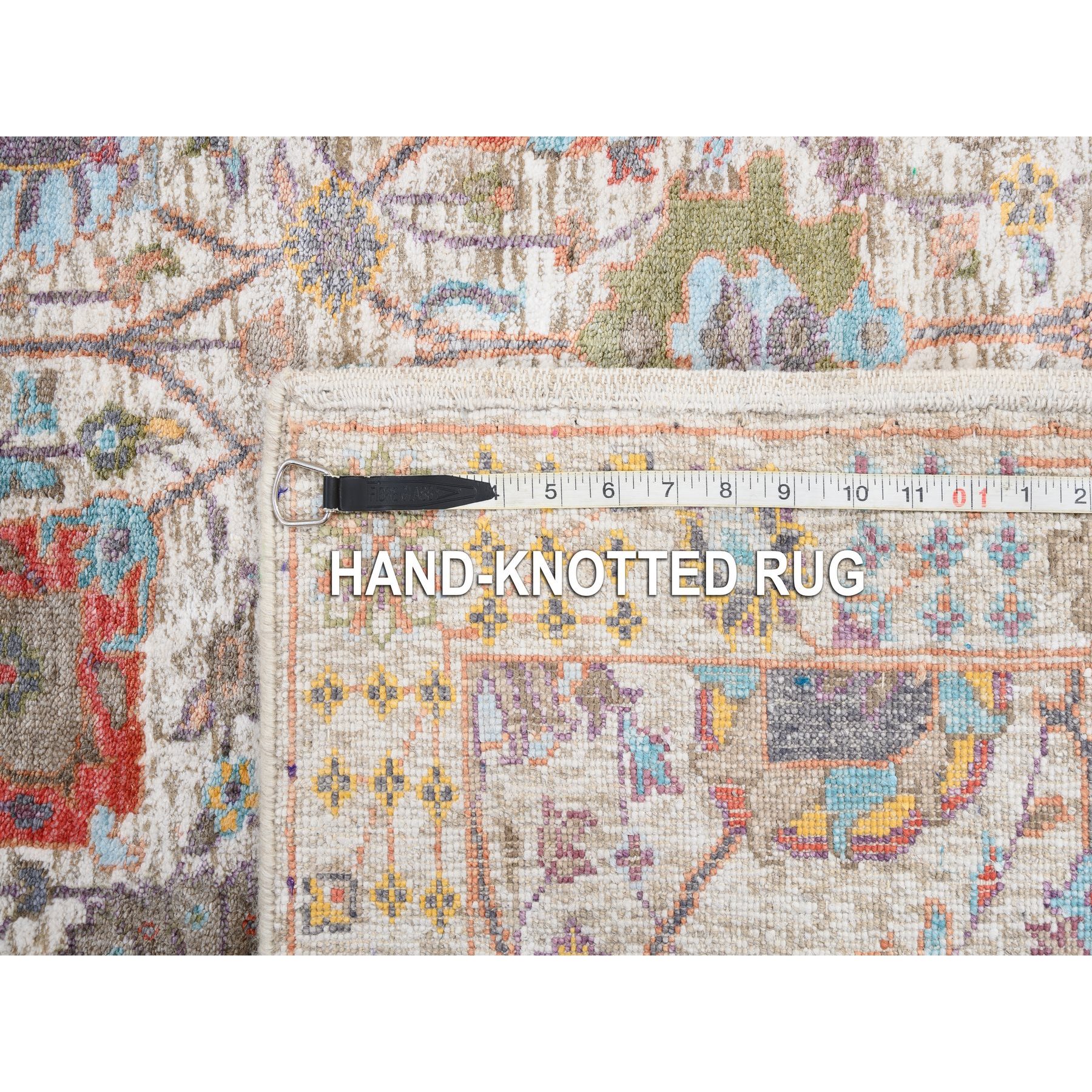 4'1"x10'3" Ivory Tabriz Vase With Flower Design Colorful Silk With Textured Wool Hand Knotted Oriental Runner Rug HR63245 - Image 8