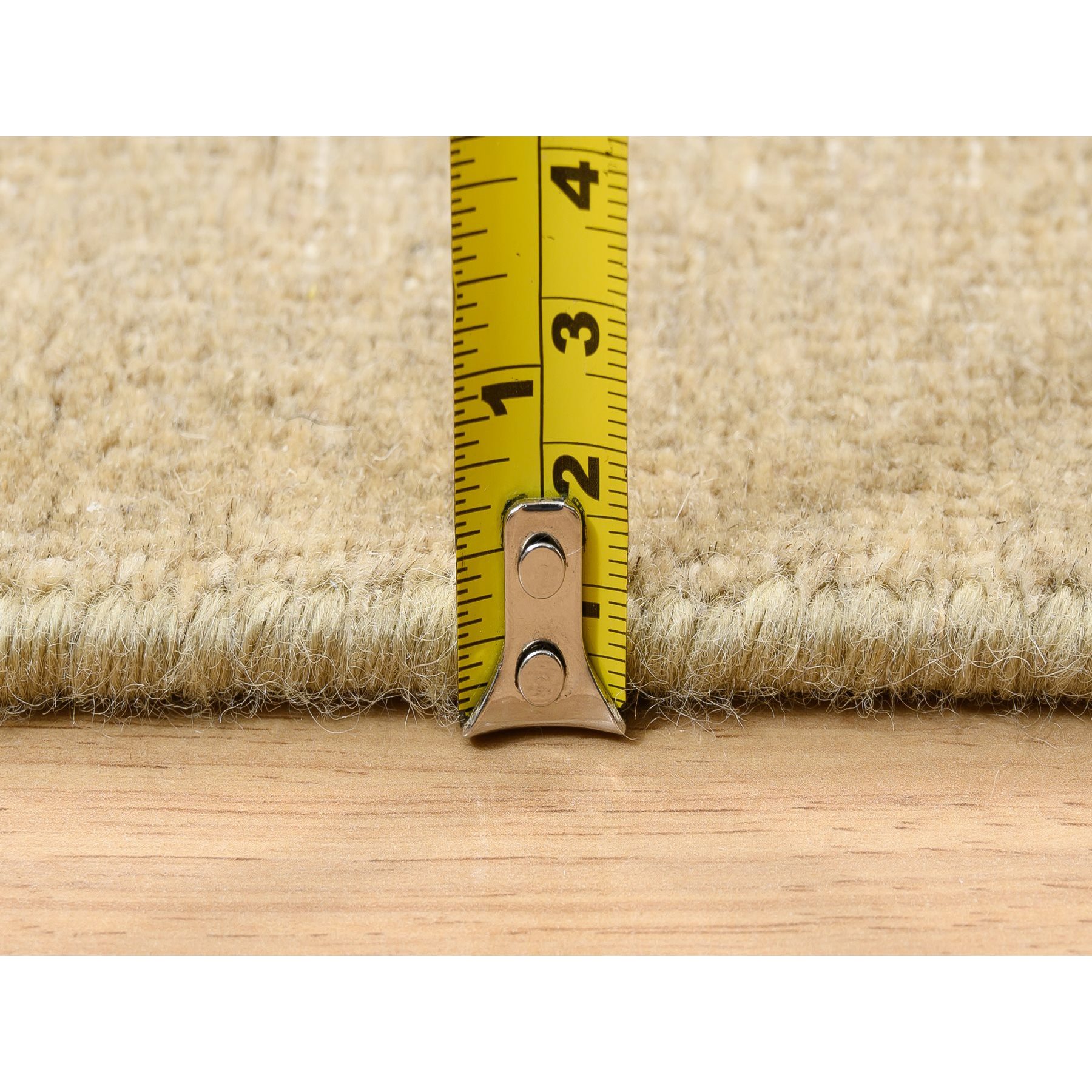 4'2"x10' Gold Brown, Hand Knotted, Transitional Sarouk, Silk With Textured Wool, Oriental, Wide Runner Rug HR63730 - Image 7
