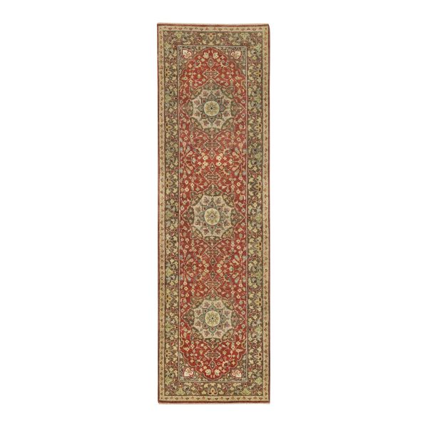 2'6"x8'3" Rust Red, Fine Weave, Antiqued Haji Jalili Design, Natural Dyes, All Wool, Plush Pile, Hand Knotted, Runner Oriental Rug HR65733