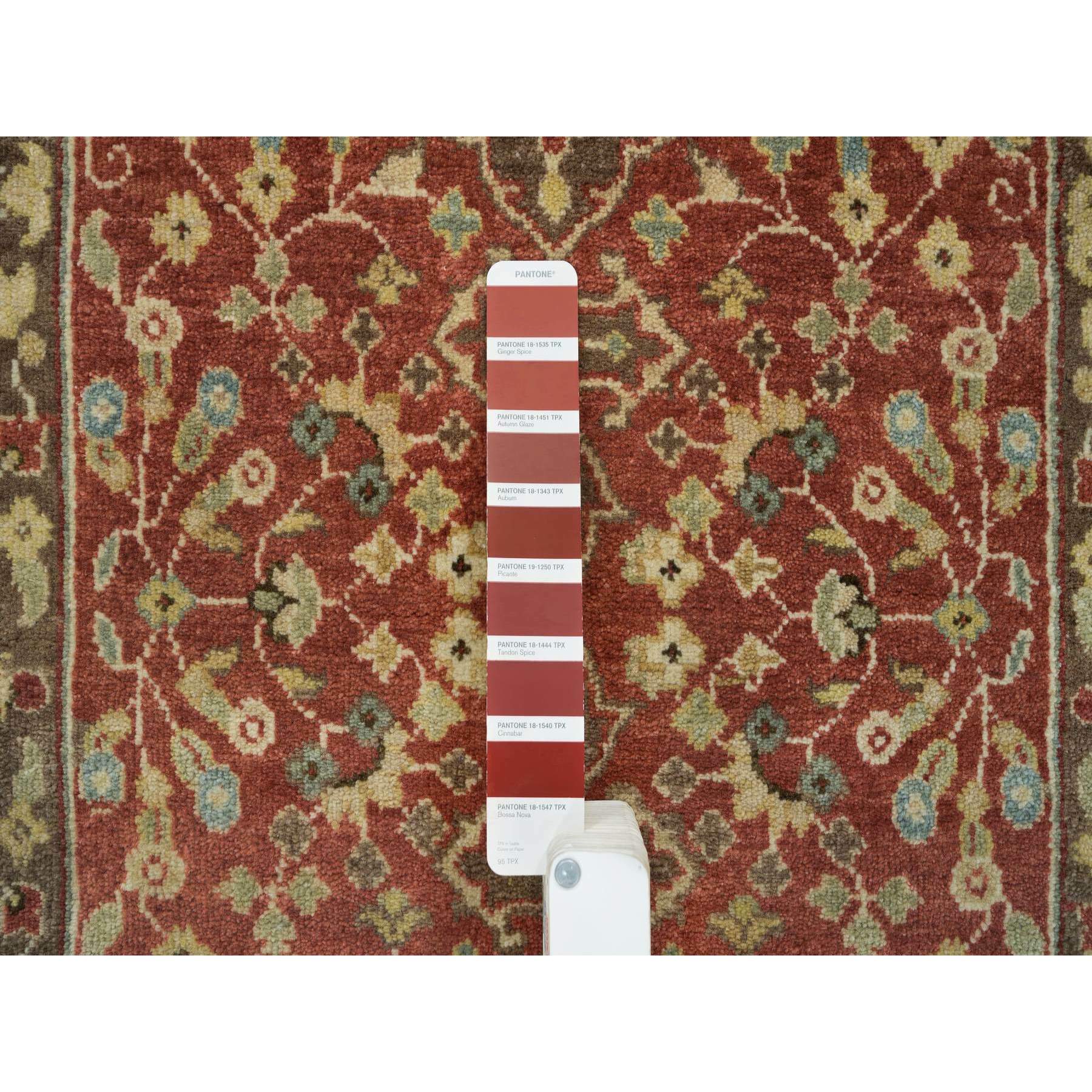2'6"x8'3" Rust Red, Fine Weave, Antiqued Haji Jalili Design, Natural Dyes, All Wool, Plush Pile, Hand Knotted, Runner Oriental Rug HR65733 - Image 4