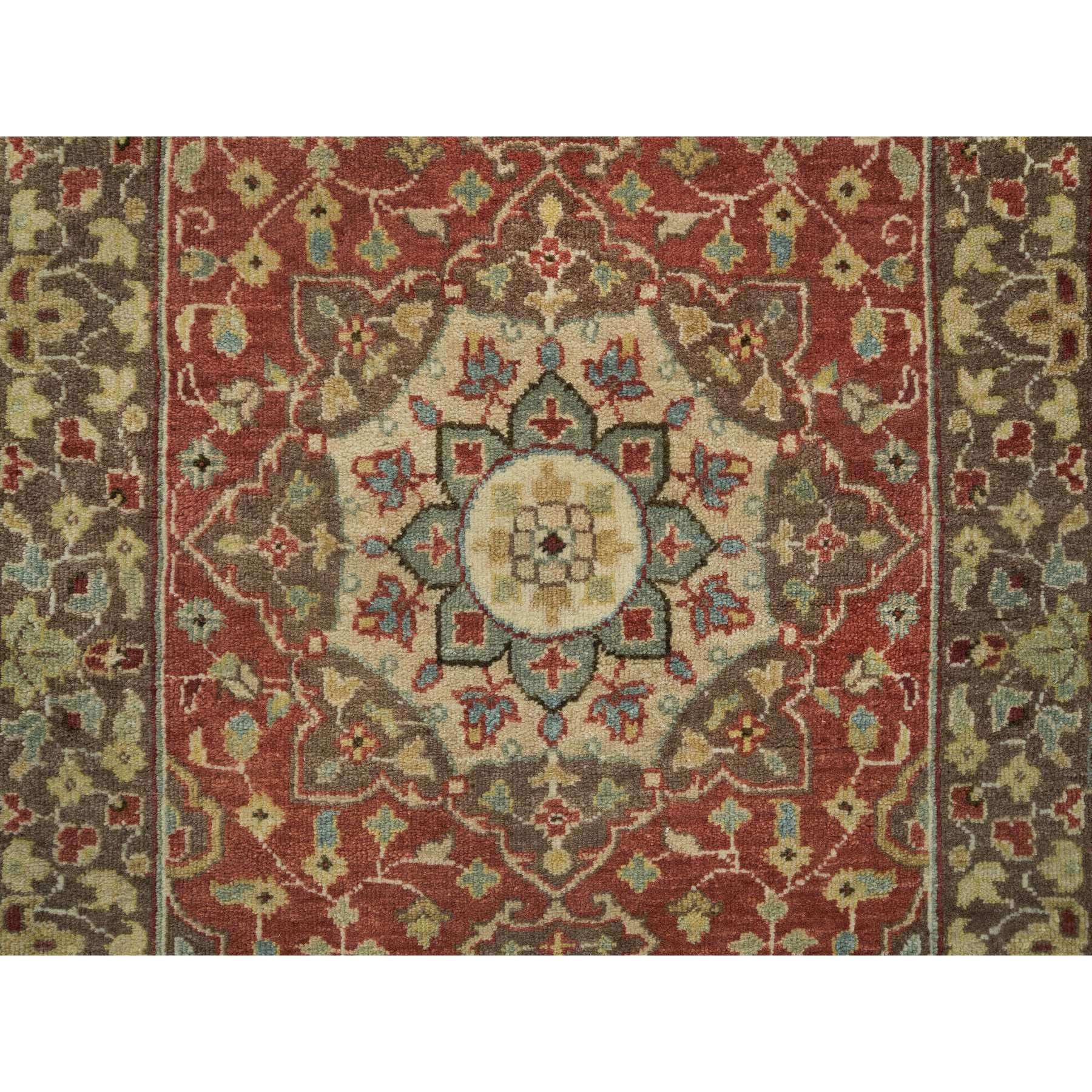 2'6"x8'3" Rust Red, Fine Weave, Antiqued Haji Jalili Design, Natural Dyes, All Wool, Plush Pile, Hand Knotted, Runner Oriental Rug HR65733 - Image 5