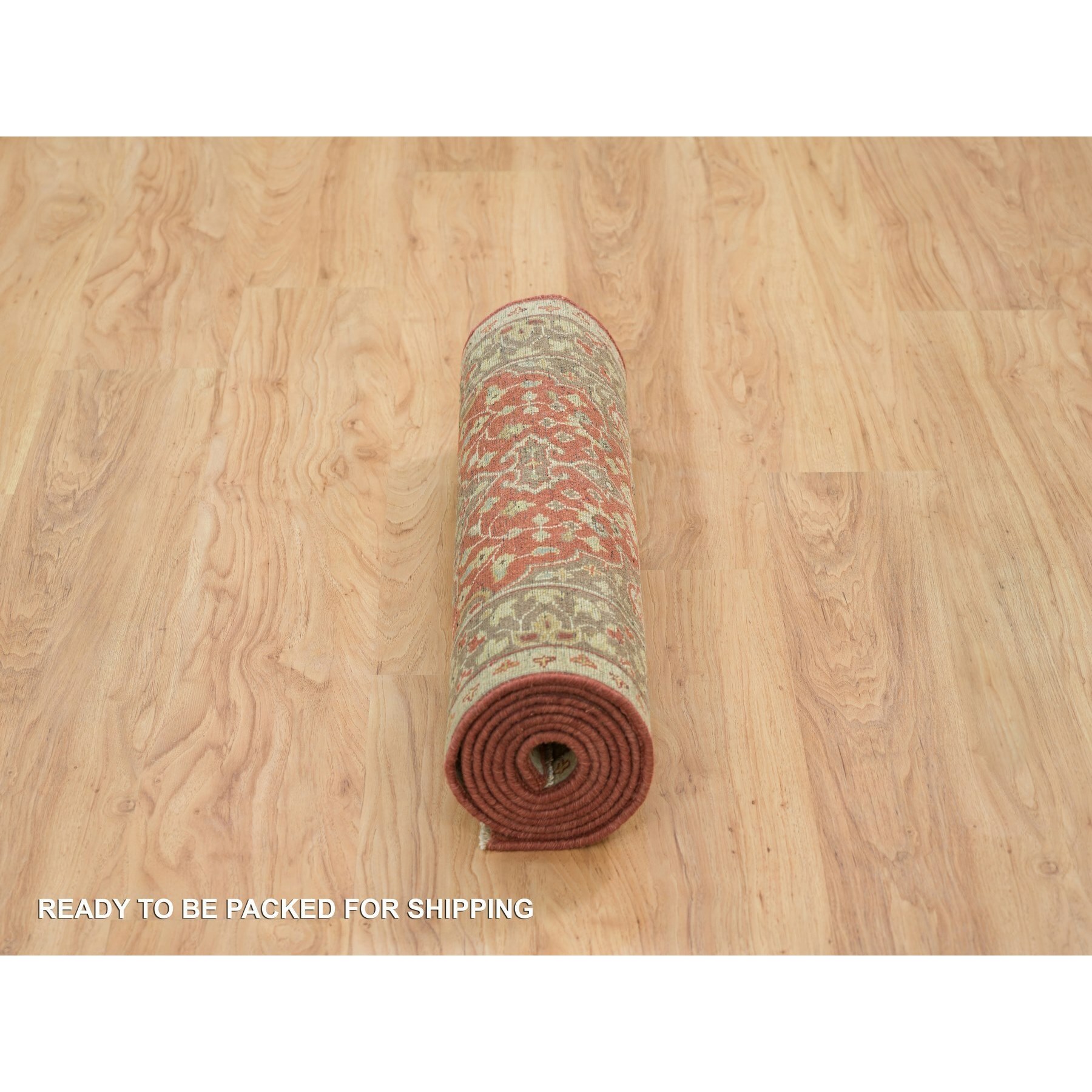 2'6"x8'3" Rust Red, Fine Weave, Antiqued Haji Jalili Design, Natural Dyes, All Wool, Plush Pile, Hand Knotted, Runner Oriental Rug HR65733 - Image 6