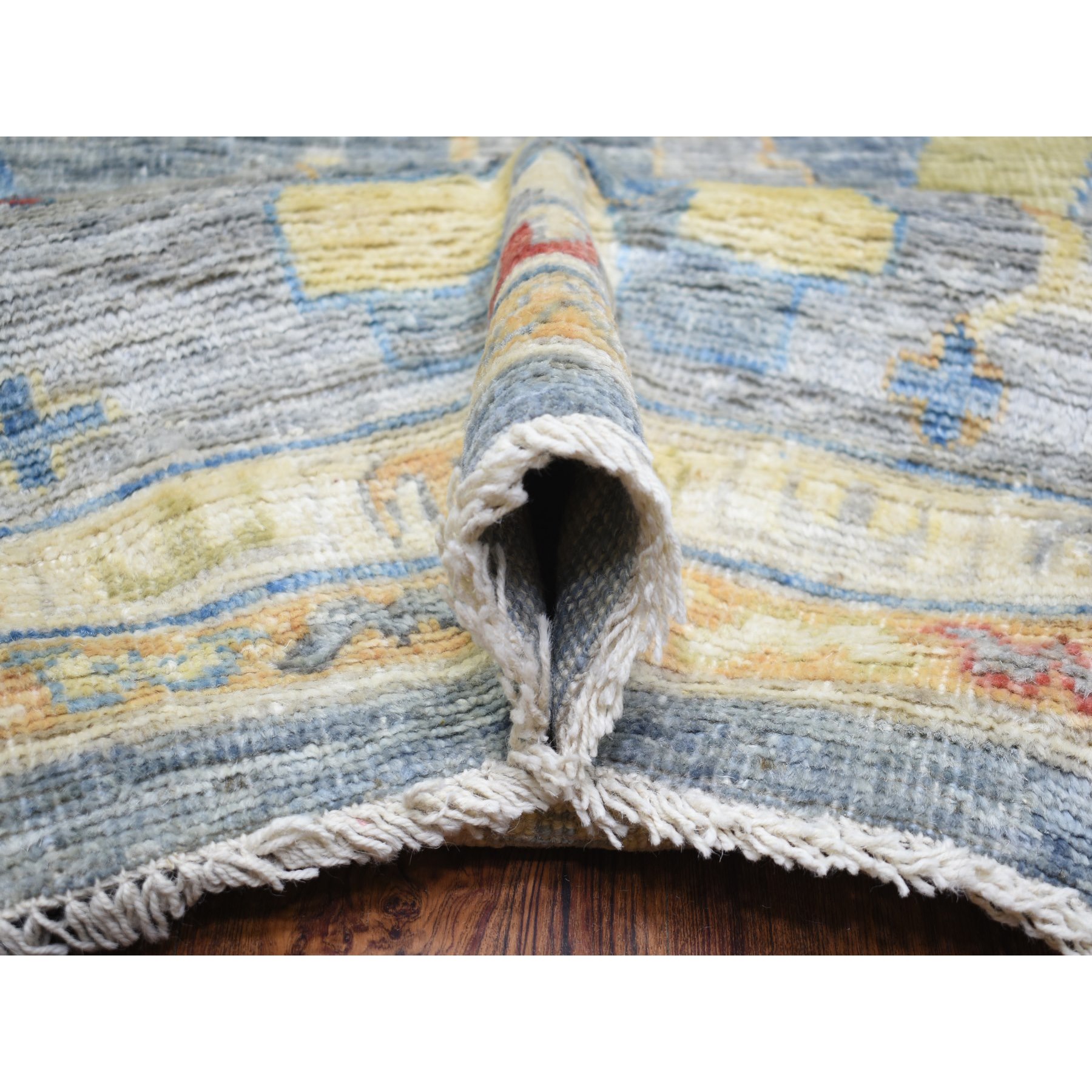 12'x16' Cadet Gray, Organic Wool Hand Knotted, Afghan Angora Oushak with All Over Leaf Design Natural Dyes, Oversized Oriental Rug HR73024 - Image 6