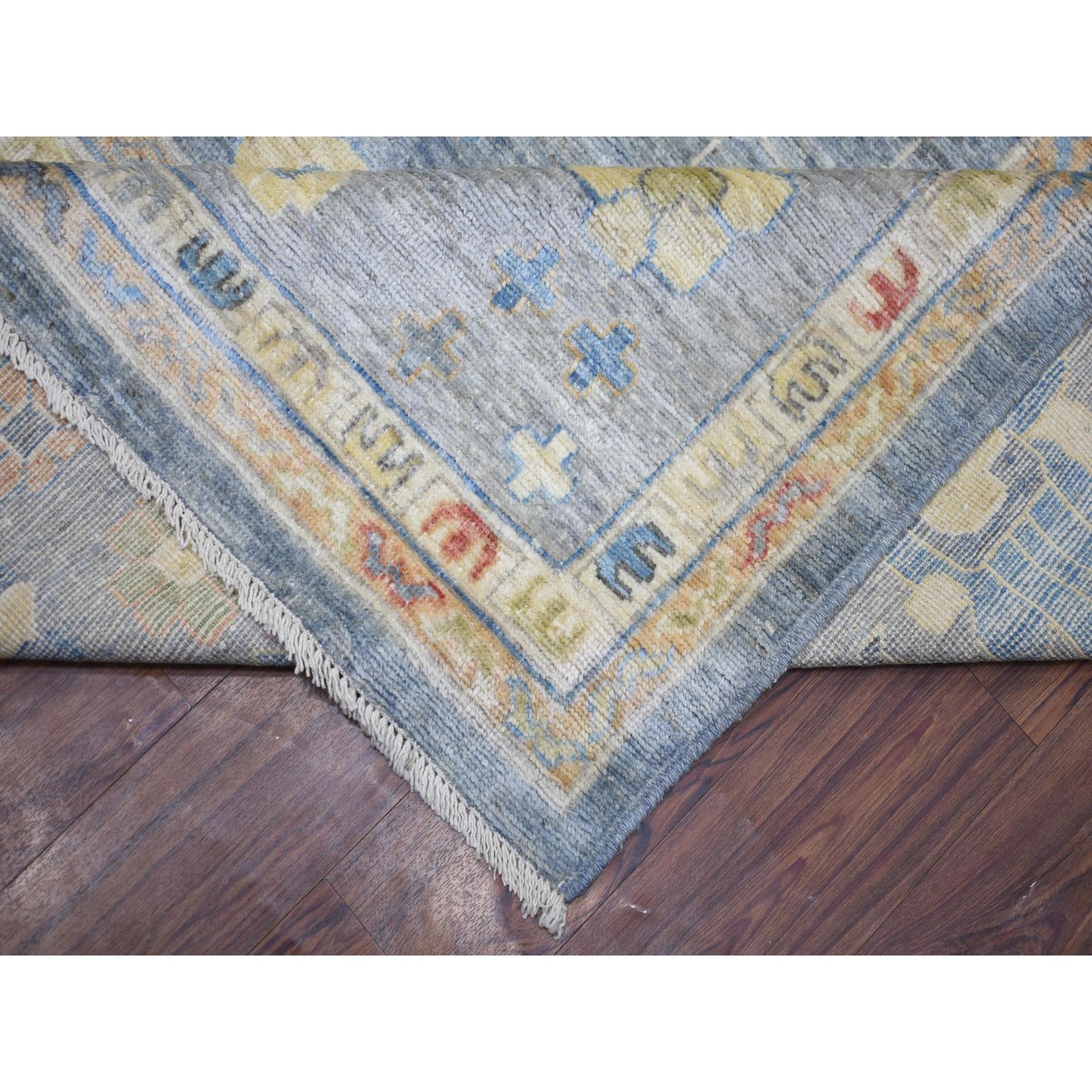 12'x16' Cadet Gray, Organic Wool Hand Knotted, Afghan Angora Oushak with All Over Leaf Design Natural Dyes, Oversized Oriental Rug HR73024 - Image 7