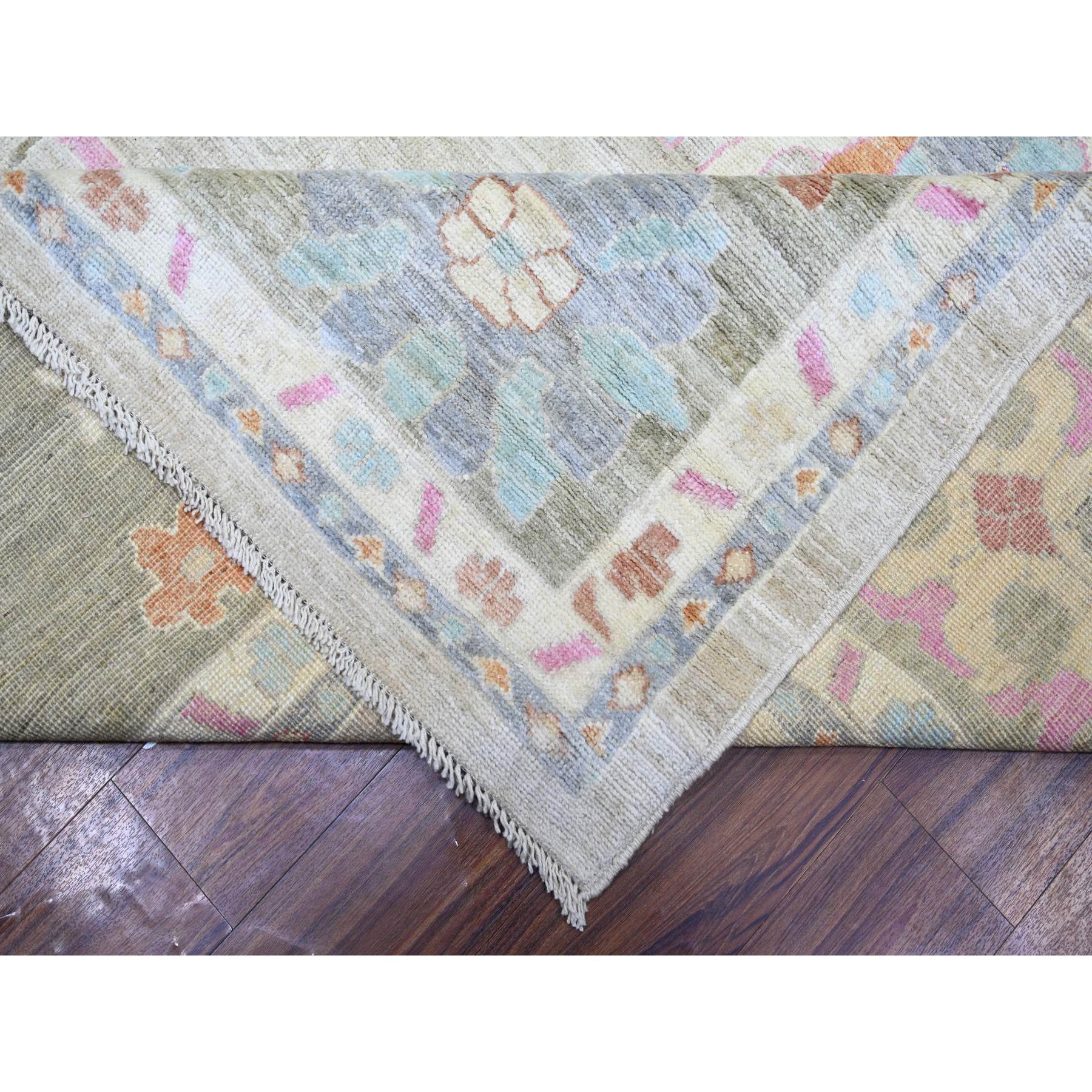 11'10"x15'5" Light Gray, Vegetable Dyes Soft Wool, Hand Knotted Afghan Angora Oushak with All Over Motifs, Oversized Oriental Rug HR73147 - Image 7