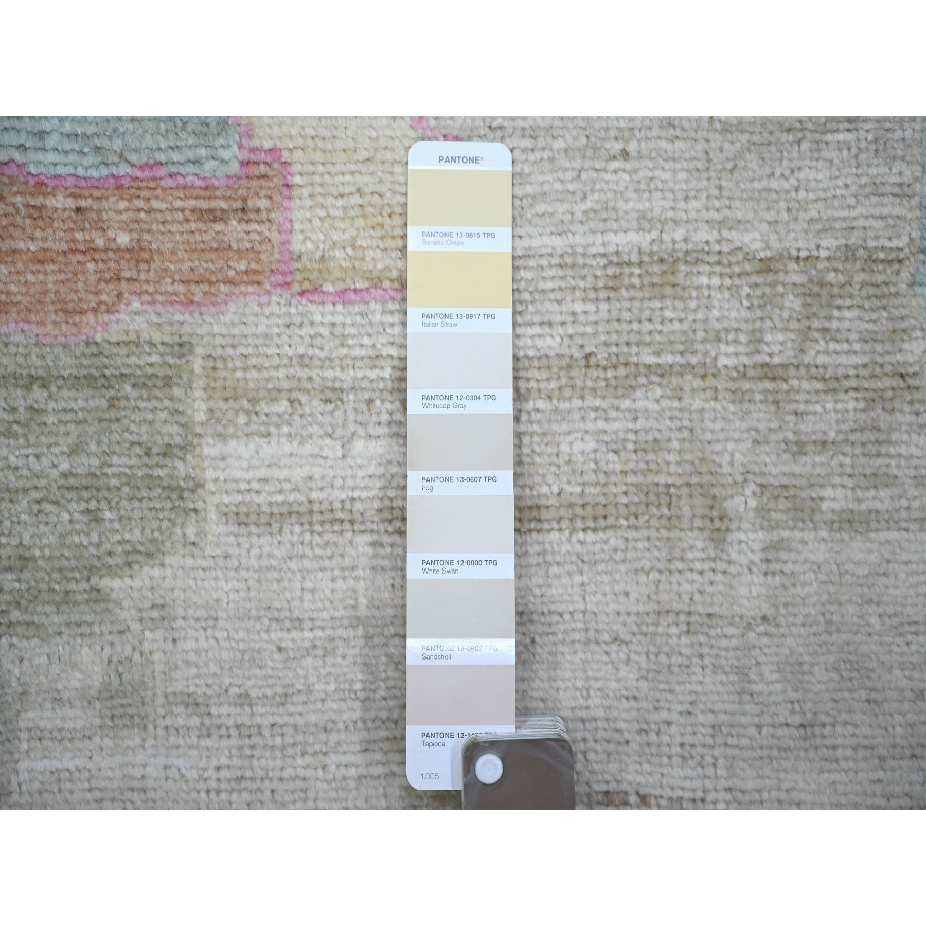 11'10"x15'5" Light Gray, Vegetable Dyes Soft Wool, Hand Knotted Afghan Angora Oushak with All Over Motifs, Oversized Oriental Rug HR73147 - Image 8