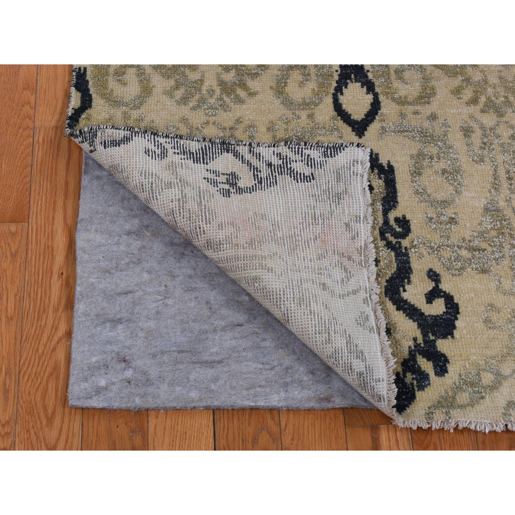 5'10"x8'7" Almond Brown, Tone on Tone Ikat Design, Pure Wool, Hand Knotted, Oriental Rug HR80964 - Image 3