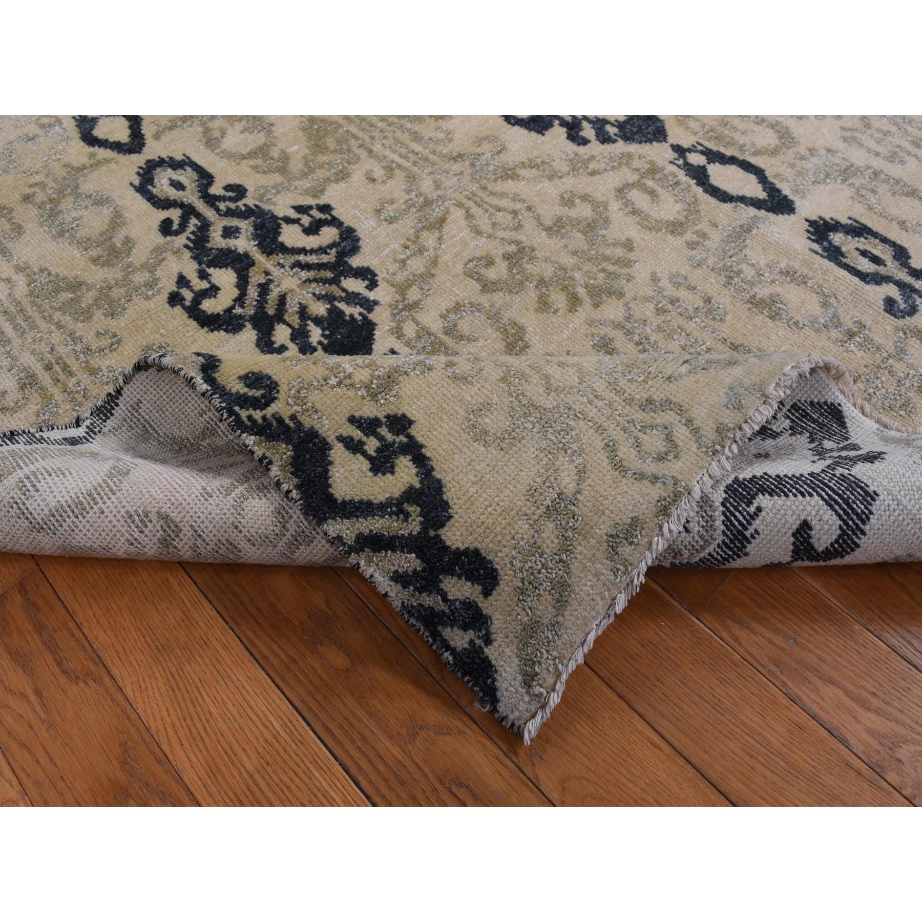 5'10"x8'7" Almond Brown, Tone on Tone Ikat Design, Pure Wool, Hand Knotted, Oriental Rug HR80964 - Image 4