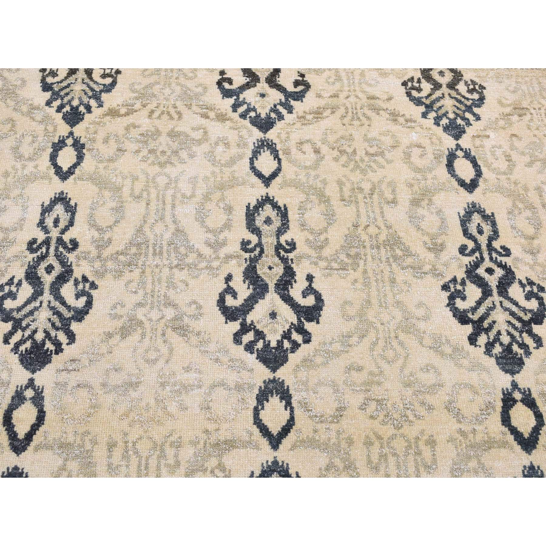 5'10"x8'7" Almond Brown, Tone on Tone Ikat Design, Pure Wool, Hand Knotted, Oriental Rug HR80964 - Image 7