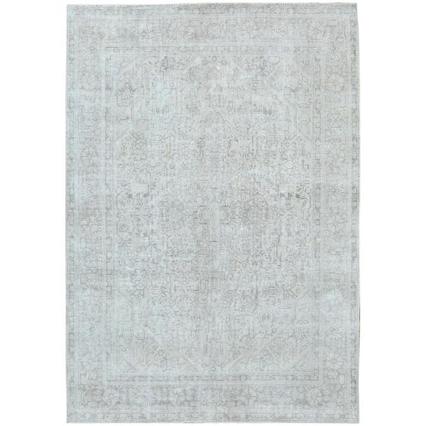 6'5"x9'4" Gray Vintage Persian Tabriz Hand Knotted Worn Wool, Sheared Low Distressed Look, Shabby Chic Oriental Rug HR81111