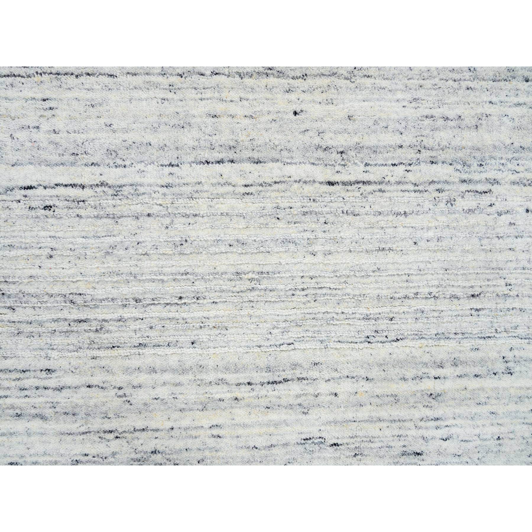 6'x6' Ivory, Extra Soft Wool Hand Loomed, Plain Modern Striped Design Soft Pile, Square Oriental Rug HR64774 - Image 5