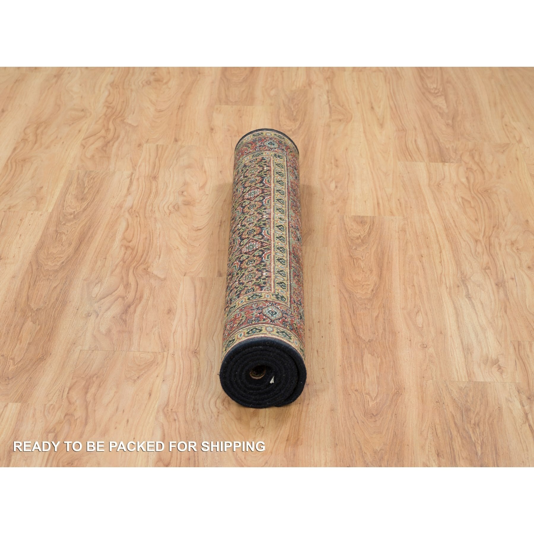 4'1"x6'3" Grease Black, All Over Fish Herati Design, Densely Woven, 250 KPSI, 100% Wool, Hand Knotted, Oriental Rug HR65803 - Image 6