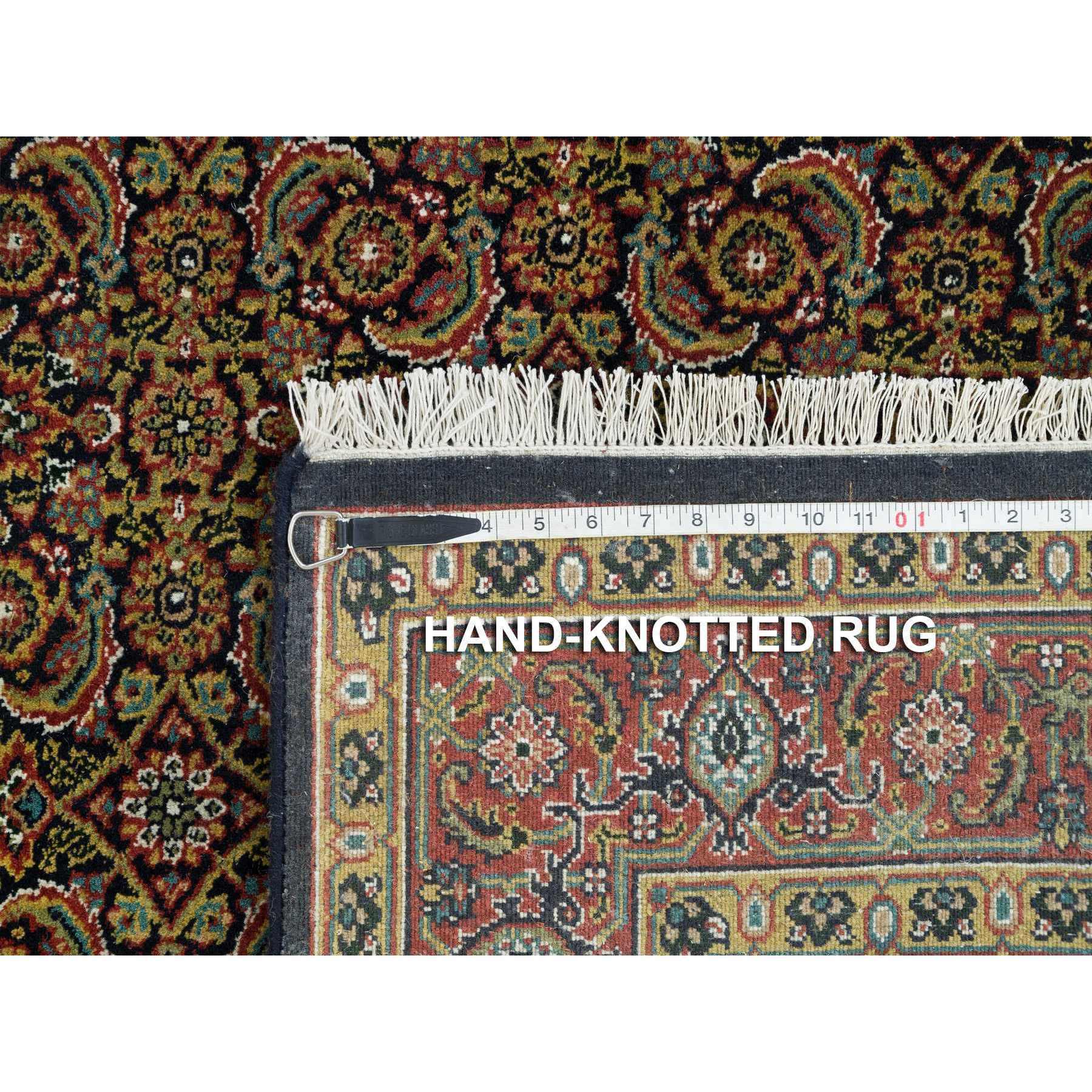 4'1"x6'3" Grease Black, All Over Fish Herati Design, Densely Woven, 250 KPSI, 100% Wool, Hand Knotted, Oriental Rug HR65803 - Image 8