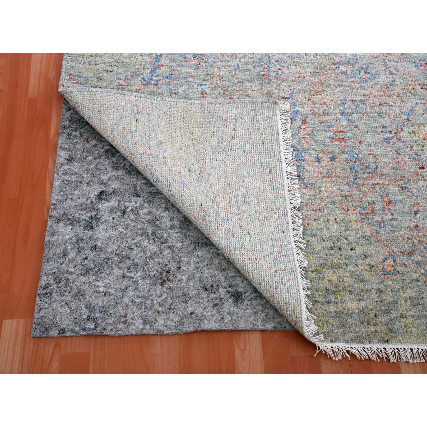 9'1"x12'1" Gray Goose, Vegetable Dyes, Oushak influence with Salt and Pepper Motif, 100% Wool, Oriental Rug HR75303 - Image 5