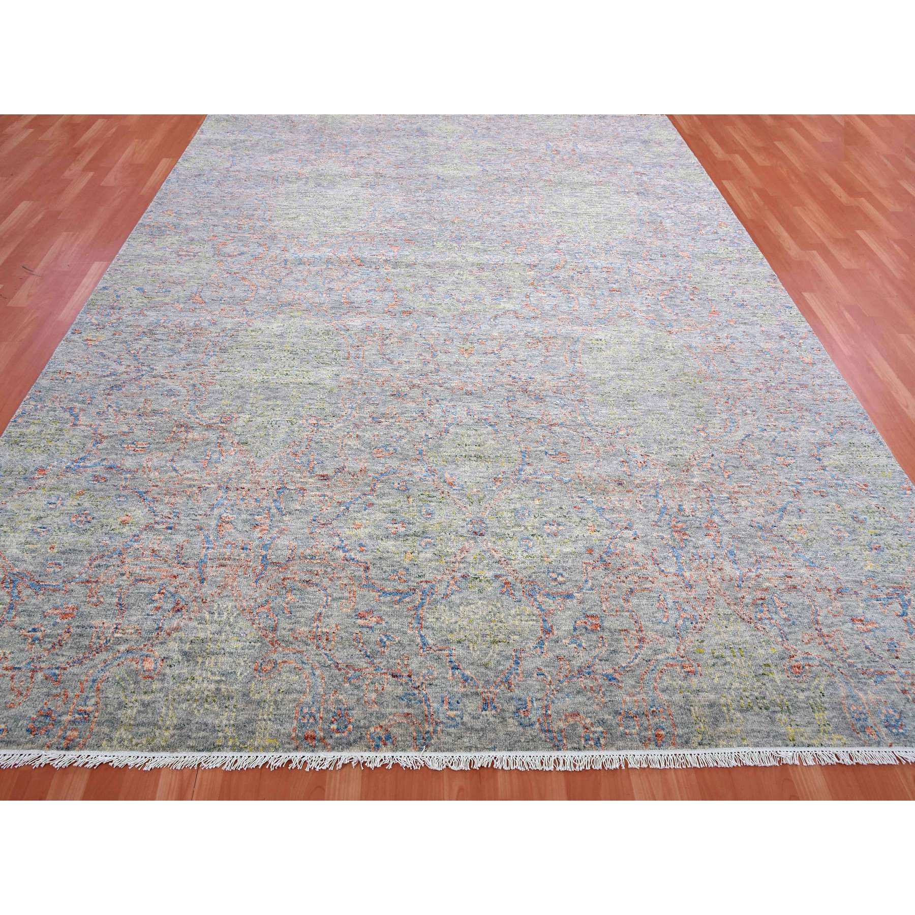 9'x12' Gray Goose, Oushak influence with Salt and Pepper Motif, Natural Dyes, Pure Wool, Oriental Rug HR75305 - Image 3