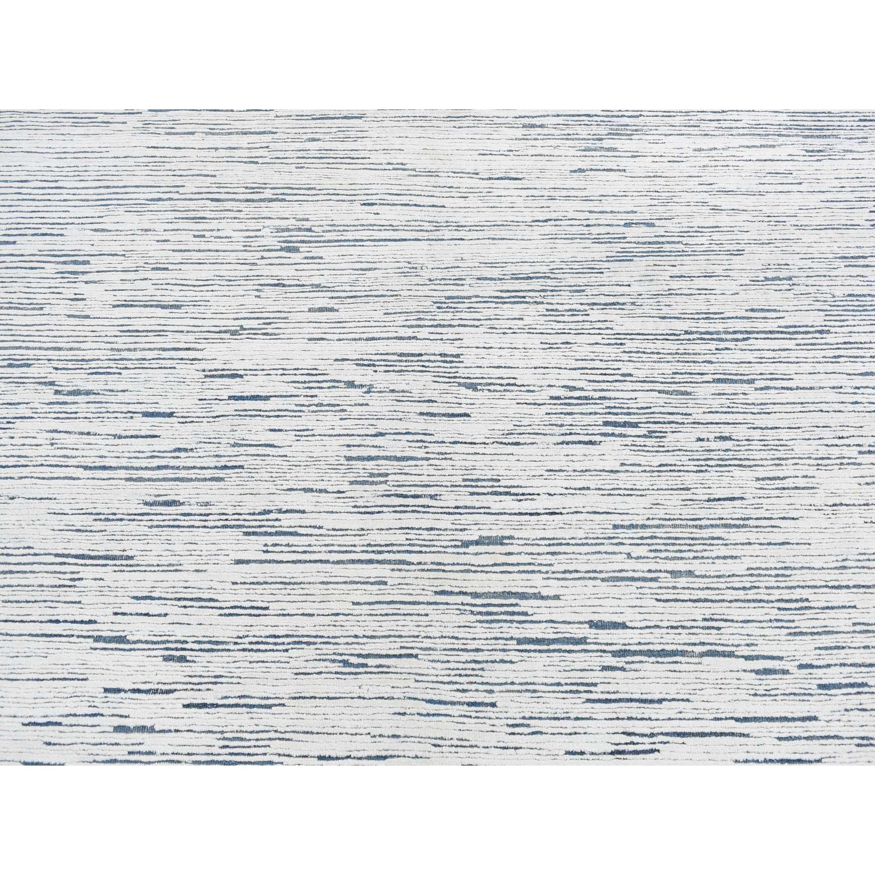 6'1"x9'4" Frost White, 100% Wool, Striae Design, Hand Knotted, Oriental Rug HR80991 - Image 8