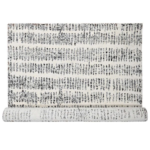 12'1"x17'9" White Heat with Charcoal Black, Modern Design, Organic Wool, Natural Dyes, Tone on Tone, Soft Pile, Hand Knotted, Oversized Oriental Rug HR84449