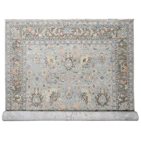 12'x17'9" Harbor Gray, Hand Knotted, Transitional Natural Dyes, Soft Pile Oushak Inspired Supple Collection, Natural Wool, Oversized Oriental Rug HR84491