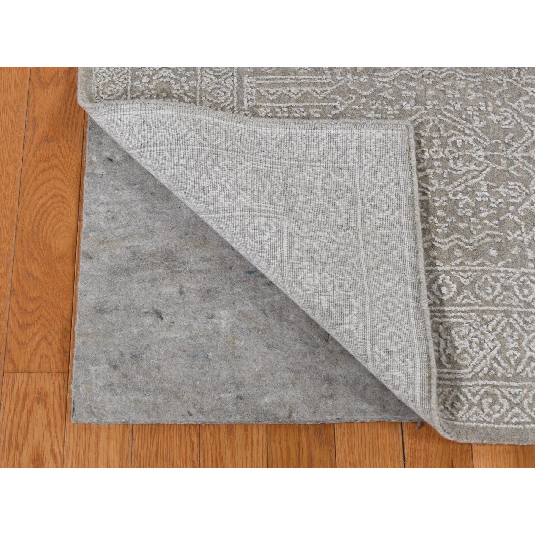 5'9"x9' Dorian Gray, Wool and Plant Based Silk, Fine Jacquard Hand Loomed, Tone on Tone, Oriental Rug HR87003 - Image 4