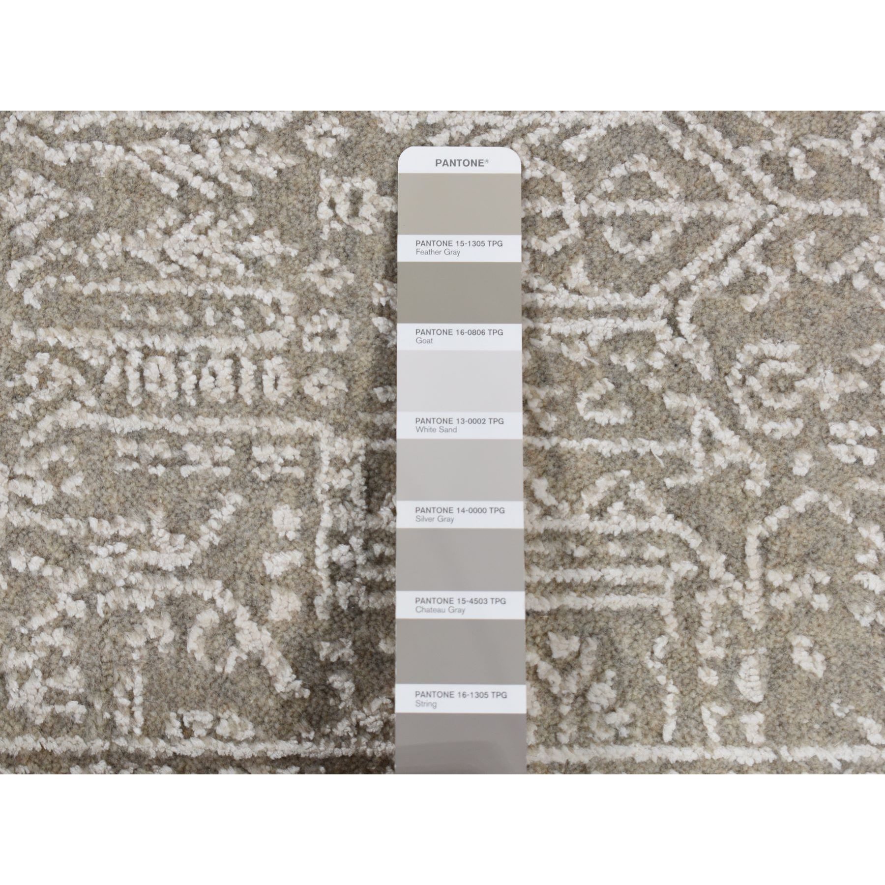 5'9"x9' Dorian Gray, Wool and Plant Based Silk, Fine Jacquard Hand Loomed, Tone on Tone, Oriental Rug HR87003 - Image 7