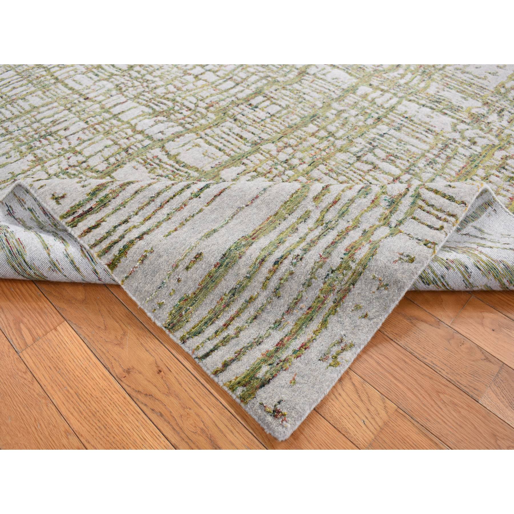 7'10"x9'9" Goose Gray, Fine Jacquard Hand Loomed, Modern, Wool and Silk, Oriental Rug HR87024 - Image 6