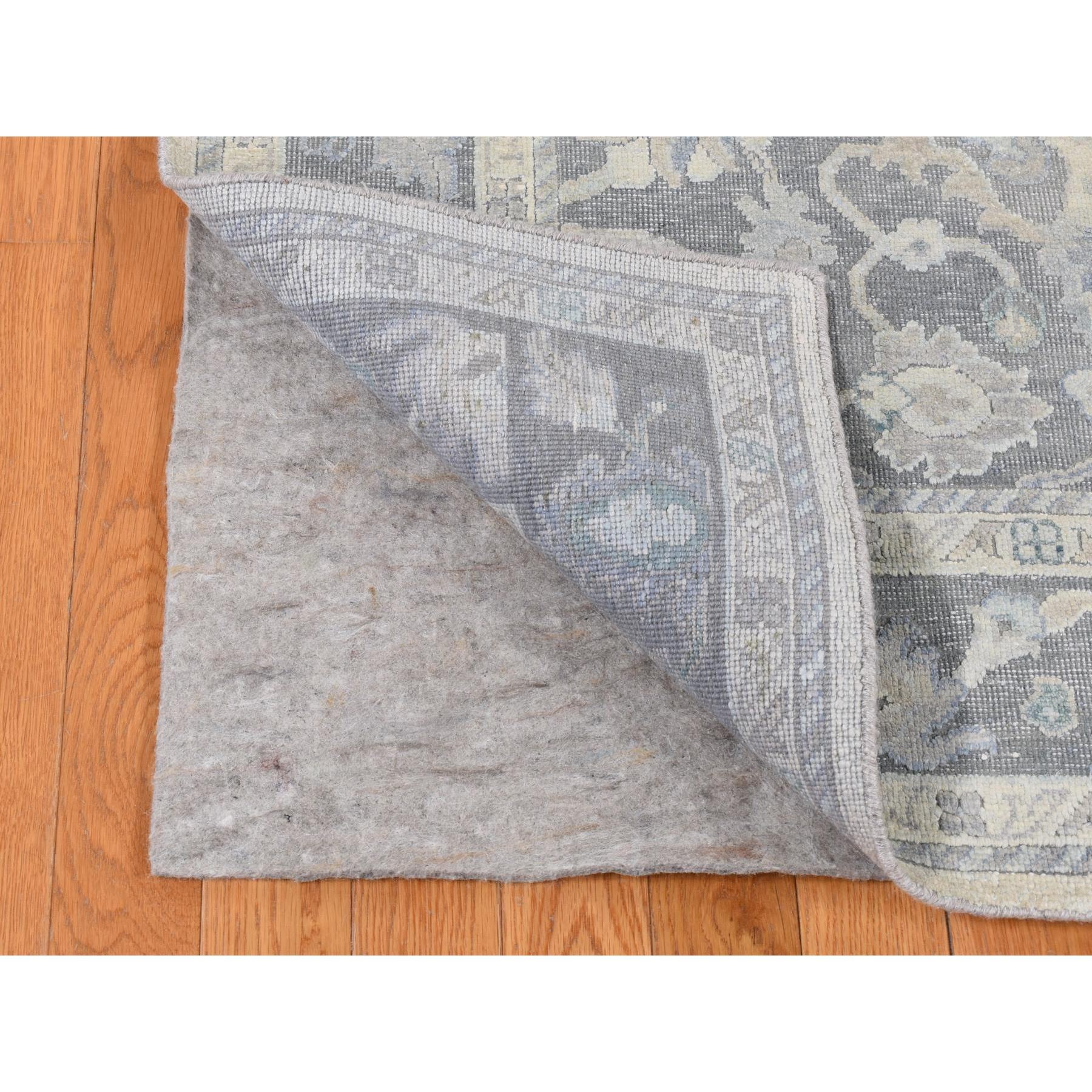 8'1"x10' Battleship Gray, Hand Knotted, Oushak Influence, Pure Silk with Textured Wool, Oriental Rug HR87037 - Image 5