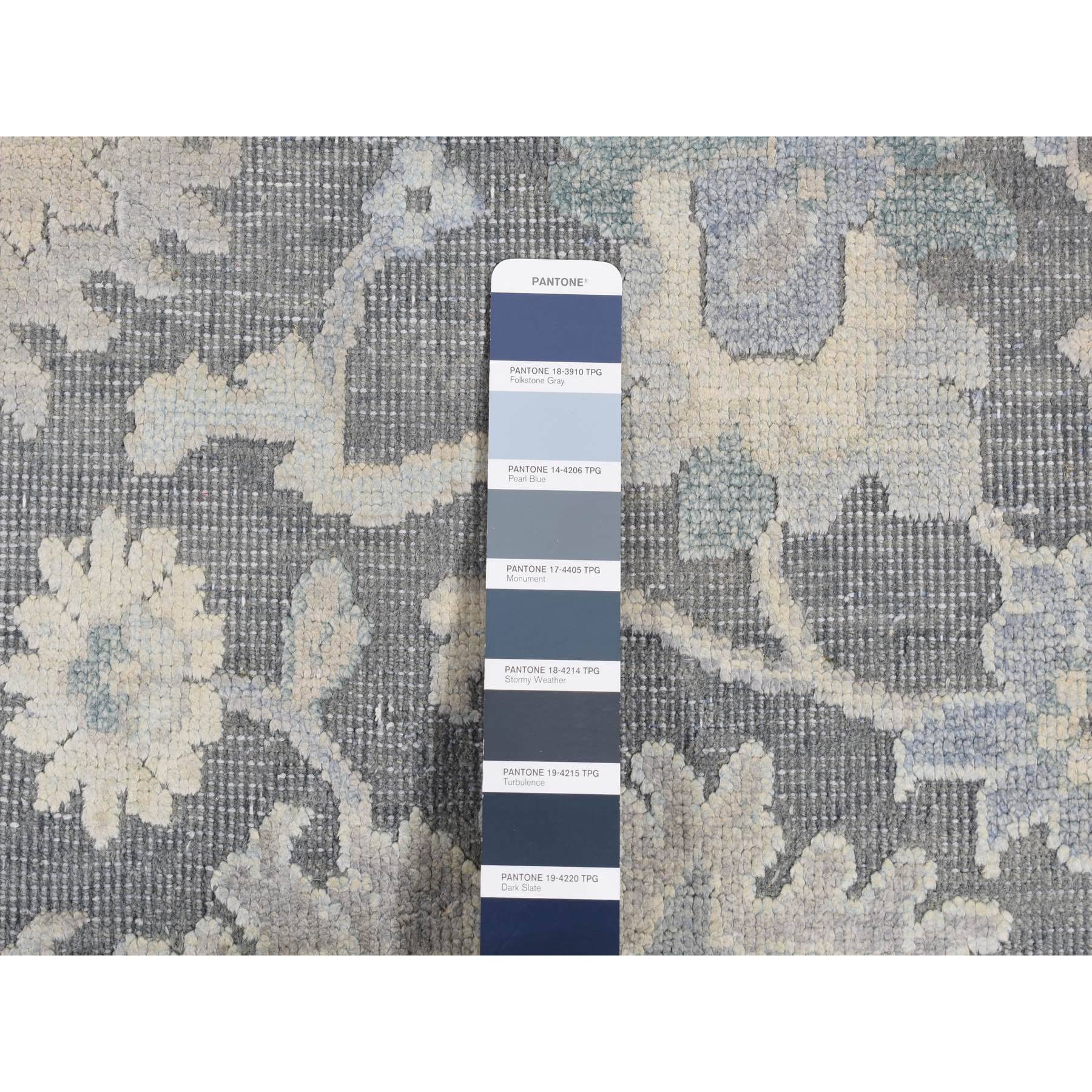 8'1"x10' Battleship Gray, Hand Knotted, Oushak Influence, Pure Silk with Textured Wool, Oriental Rug HR87037 - Image 8