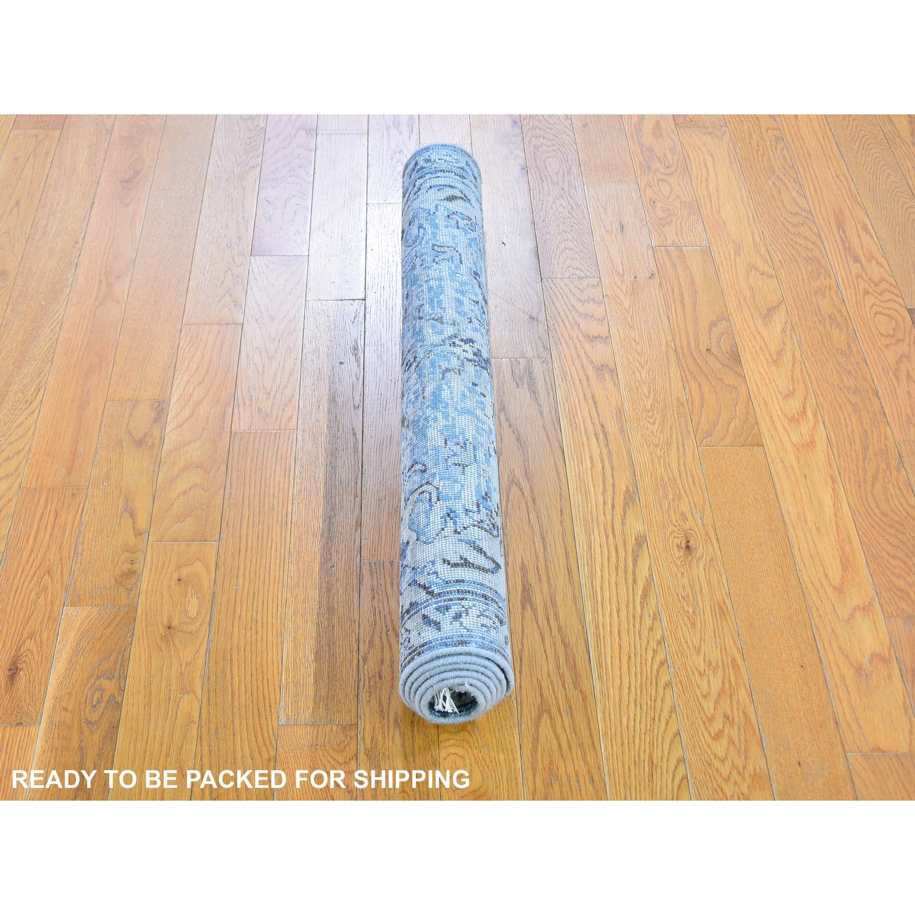 3'x5' Ivory Distressed Oushak Pure Silk with Textured Wool Hand Knotted Oriental Rug HR59505 - Image 5