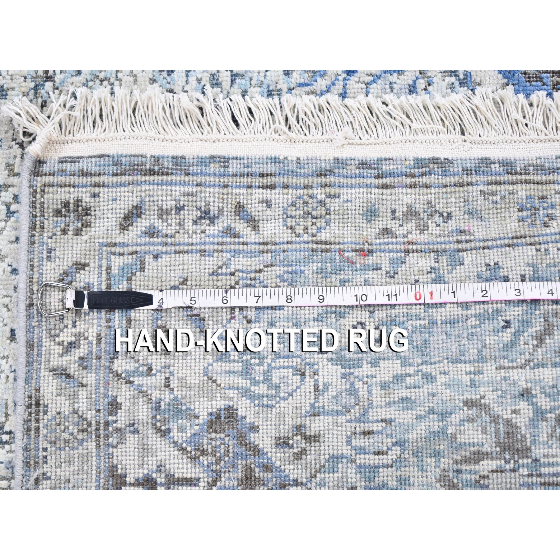 3'x5' Ivory Distressed Oushak Pure Silk with Textured Wool Hand Knotted Oriental Rug HR59505 - Image 7