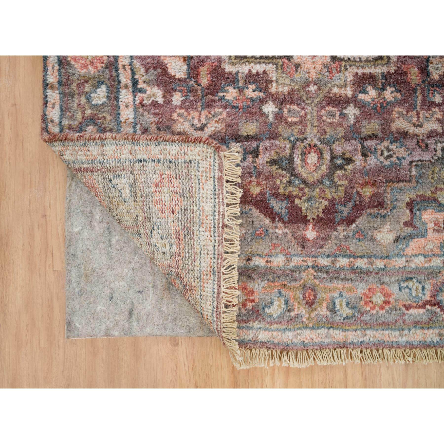 2'8"x21'10" Cordovan Red, Hand Knotted, Heriz Revival, Extra Soft Wool, Plush and Lush Soft Pile, XL Runner Oriental Rug HR65822 - Image 3
