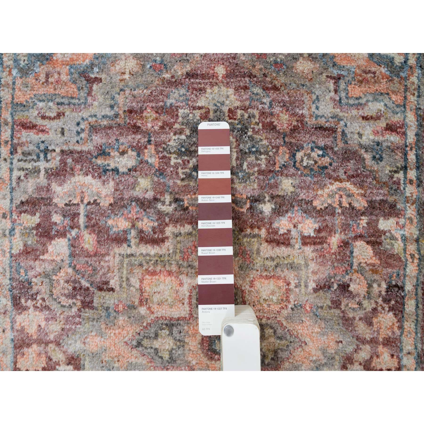 2'8"x21'10" Cordovan Red, Hand Knotted, Heriz Revival, Extra Soft Wool, Plush and Lush Soft Pile, XL Runner Oriental Rug HR65822 - Image 4