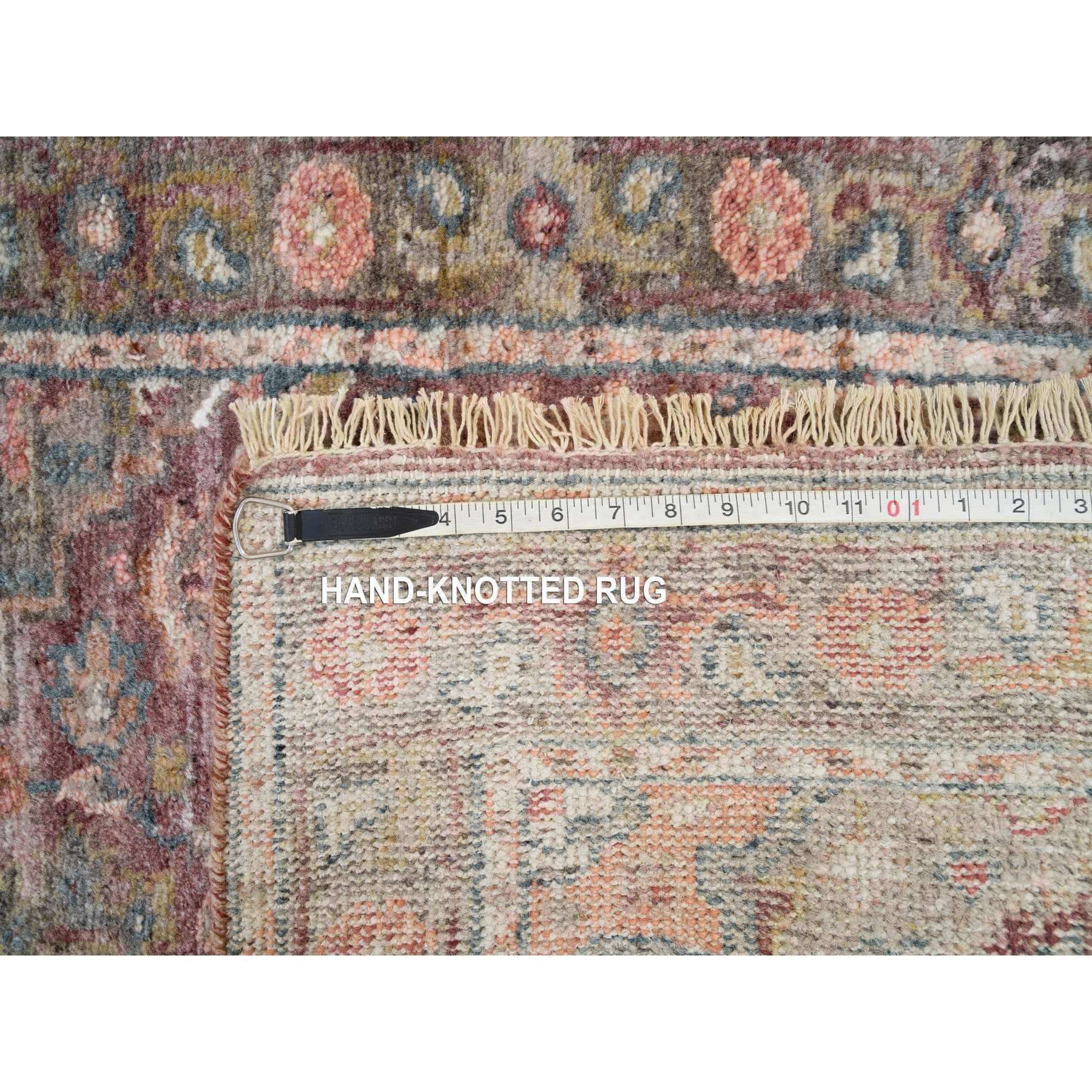 2'8"x21'10" Cordovan Red, Hand Knotted, Heriz Revival, Extra Soft Wool, Plush and Lush Soft Pile, XL Runner Oriental Rug HR65822 - Image 8