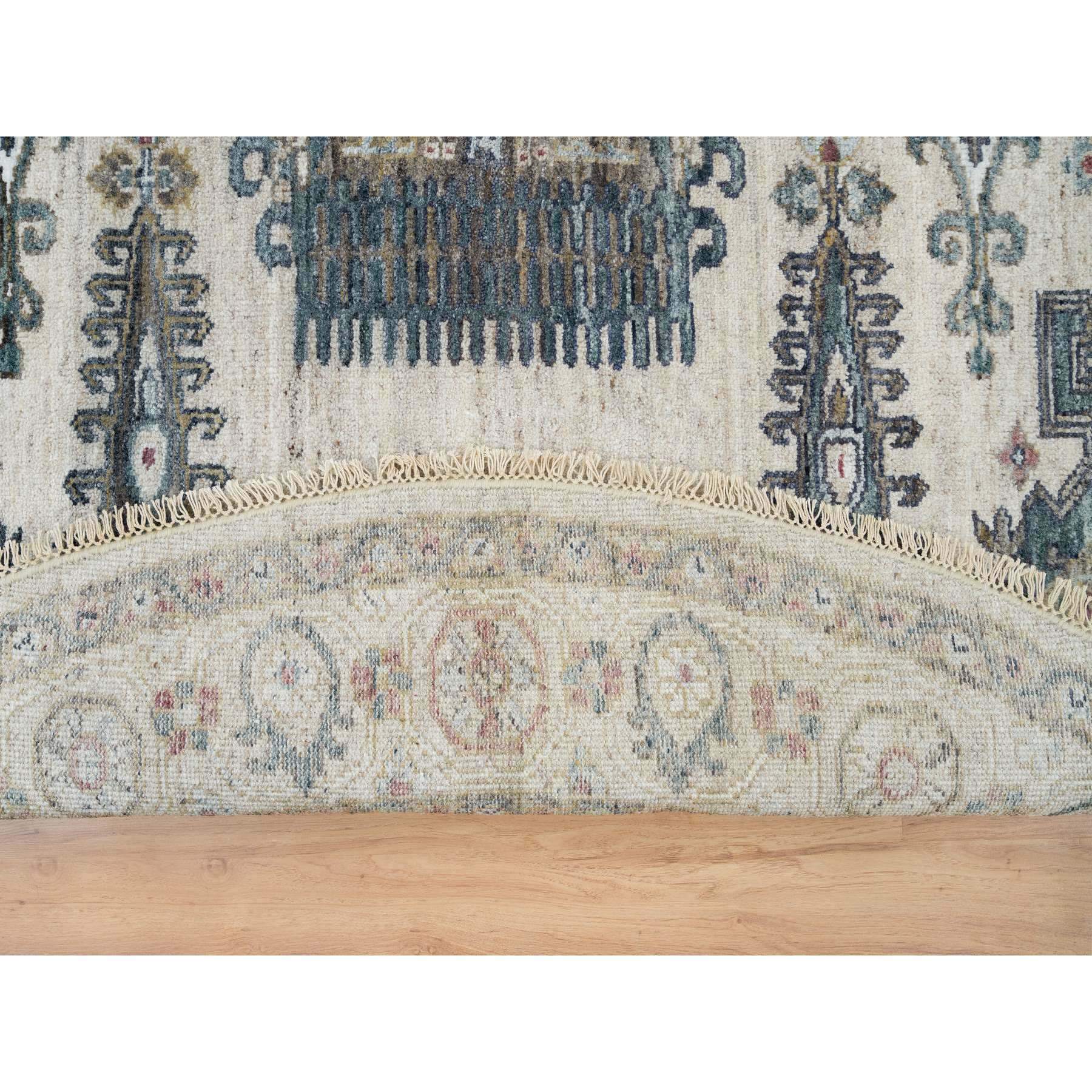 8'x8' Alabaster Ivory, Thick and Plush, Soft Wool, Reimagined Persian Viss Design, Hand Knotted, Round Oriental Rug HR65826 - Image 5
