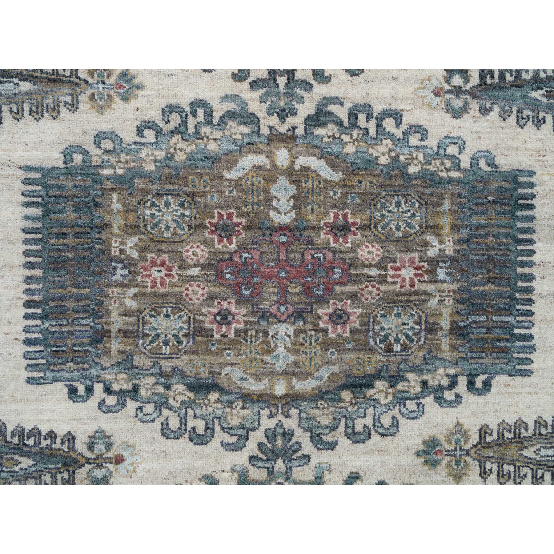 8'x8' Alabaster Ivory, Thick and Plush, Soft Wool, Reimagined Persian Viss Design, Hand Knotted, Round Oriental Rug HR65826 - Image 9