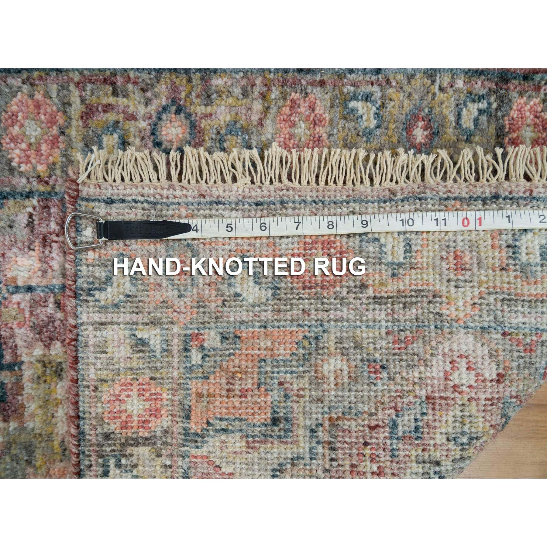 2'x3'1" Wine Red, Organic Wool, Heriz Revival, Hand Knotted, Soft to the Touch Pile, Mat Oriental Rug HR65853 - Image 8