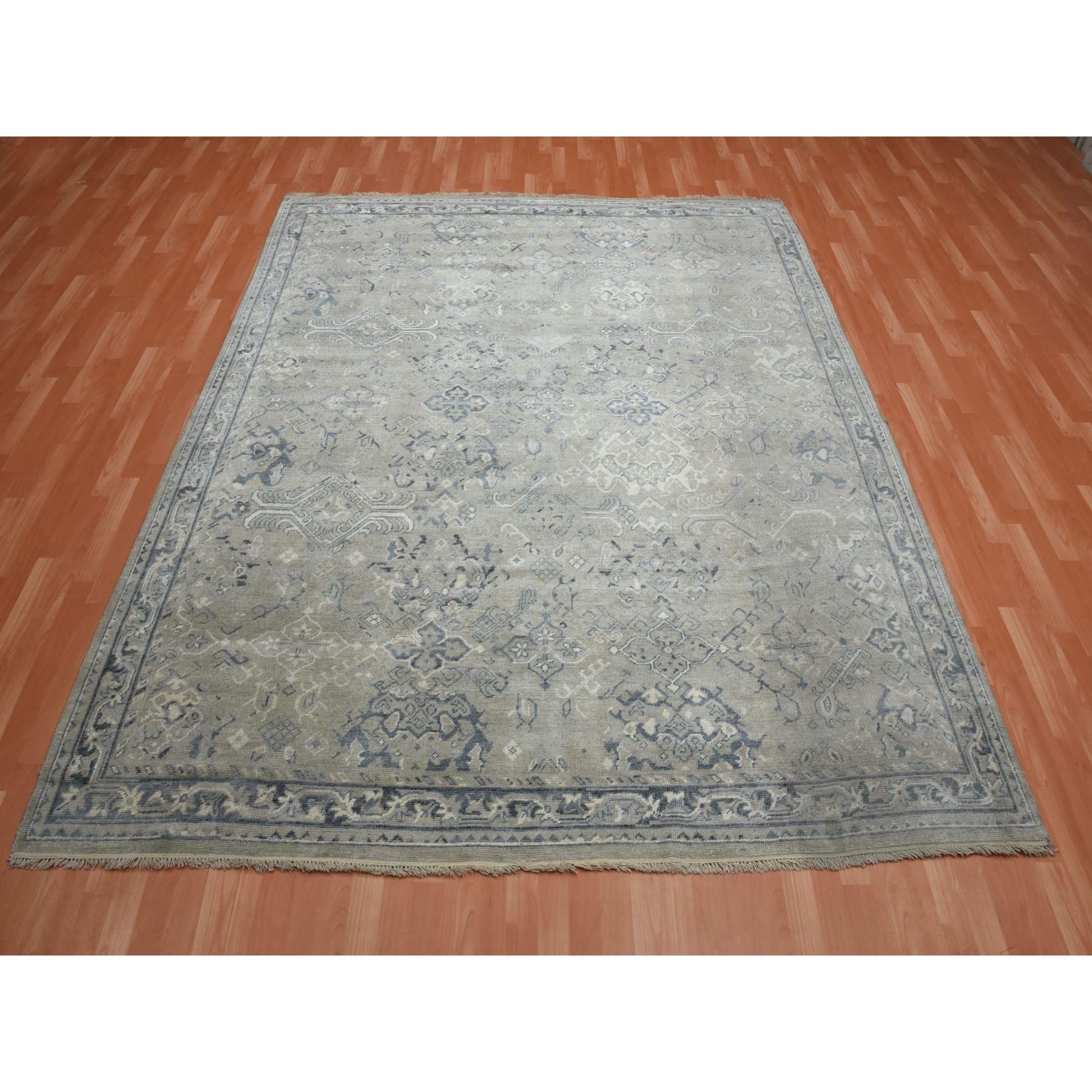 8'2"x9'10" Light Gray, Oushak All Over Design, Pure Wool Hand Knotted, Oriental Rug HR75206 - Image 3