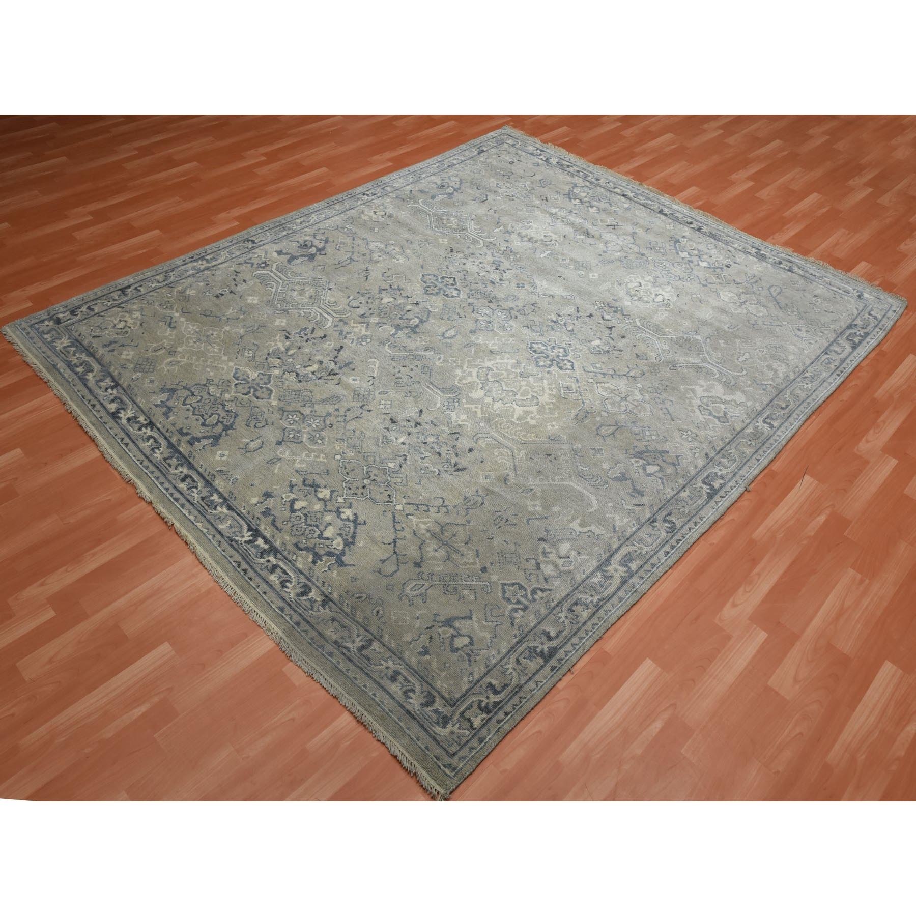 8'2"x9'10" Light Gray, Oushak All Over Design, Pure Wool Hand Knotted, Oriental Rug HR75206 - Image 4