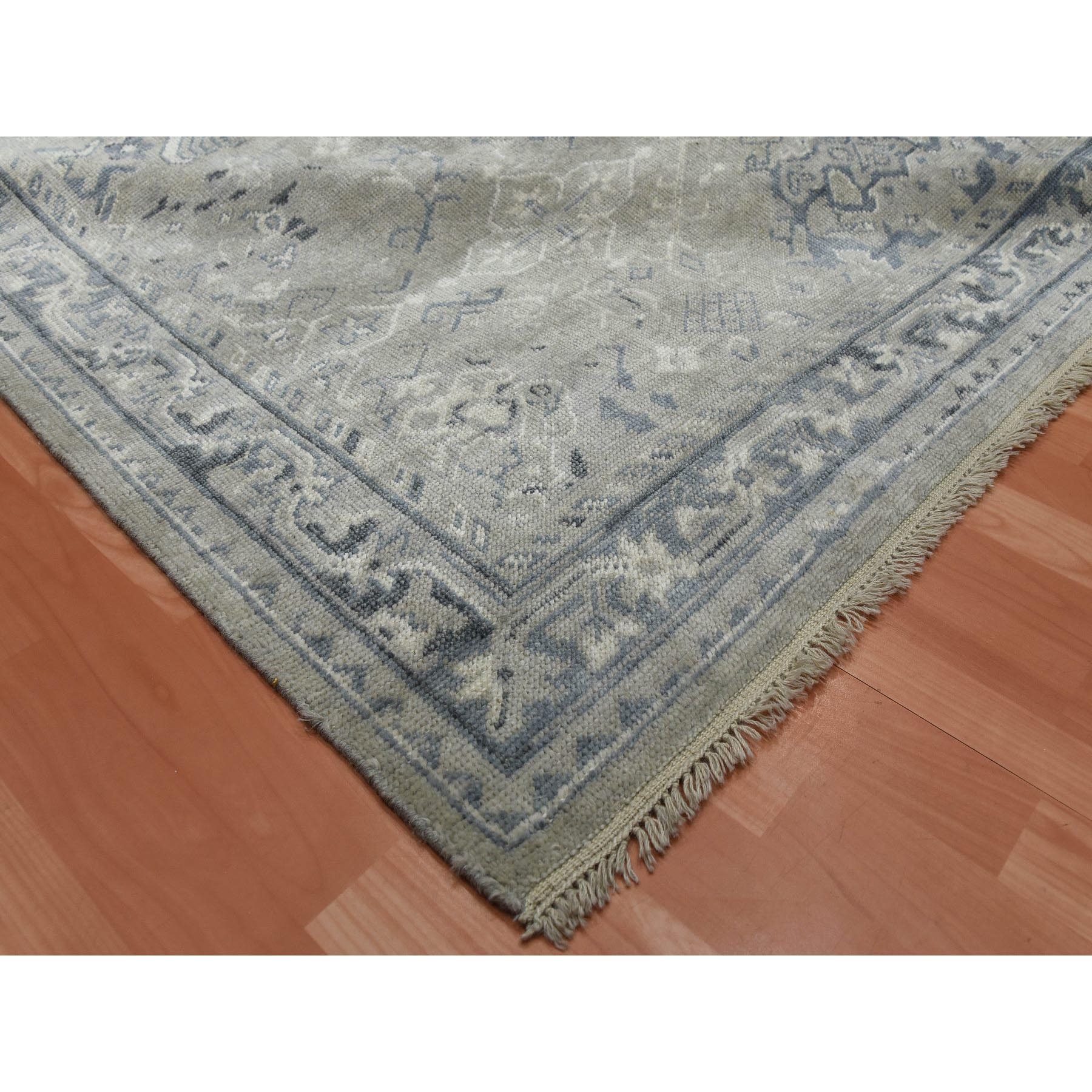 8'2"x9'10" Light Gray, Oushak All Over Design, Pure Wool Hand Knotted, Oriental Rug HR75206 - Image 7