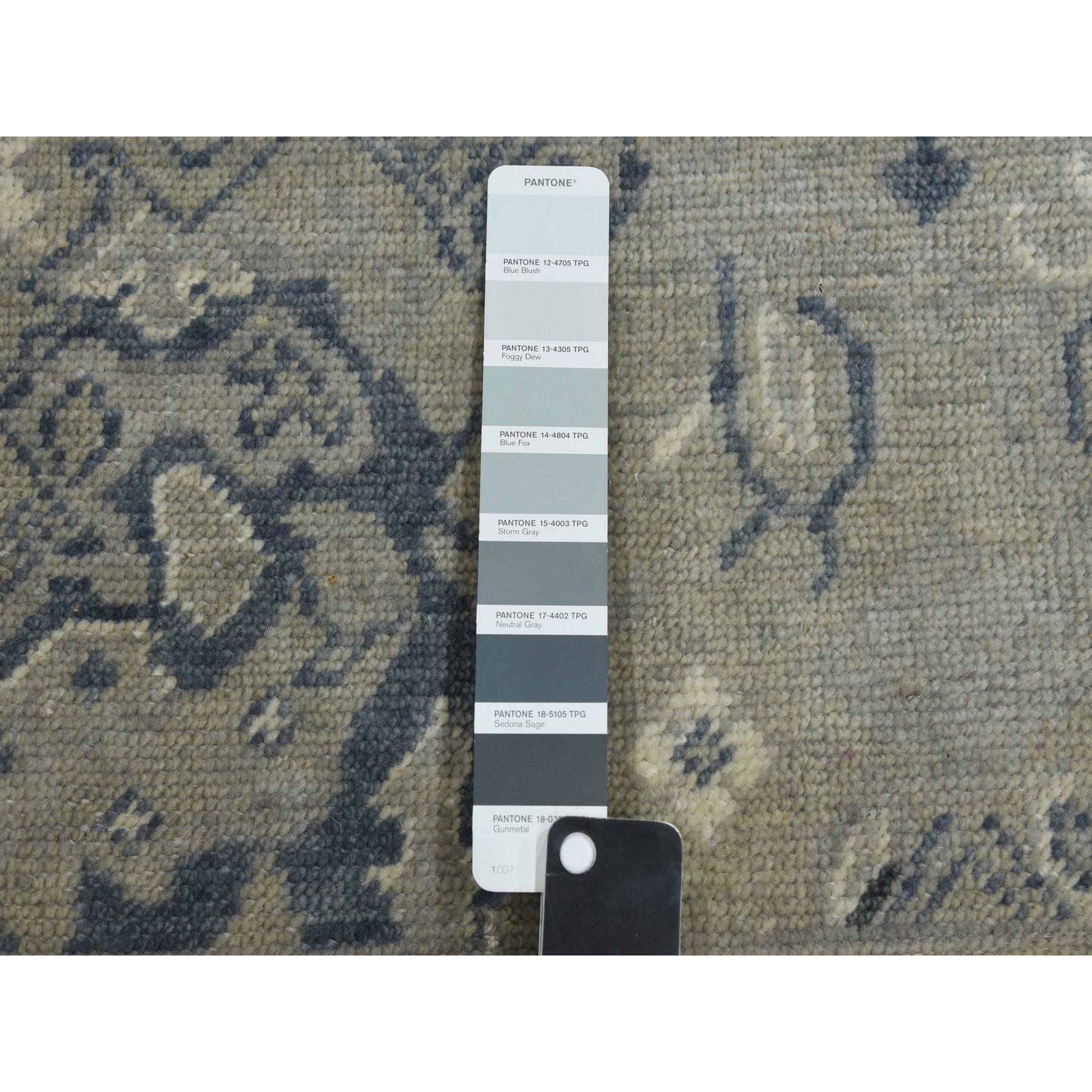 8'2"x9'10" Light Gray, Oushak All Over Design, Pure Wool Hand Knotted, Oriental Rug HR75206 - Image 8