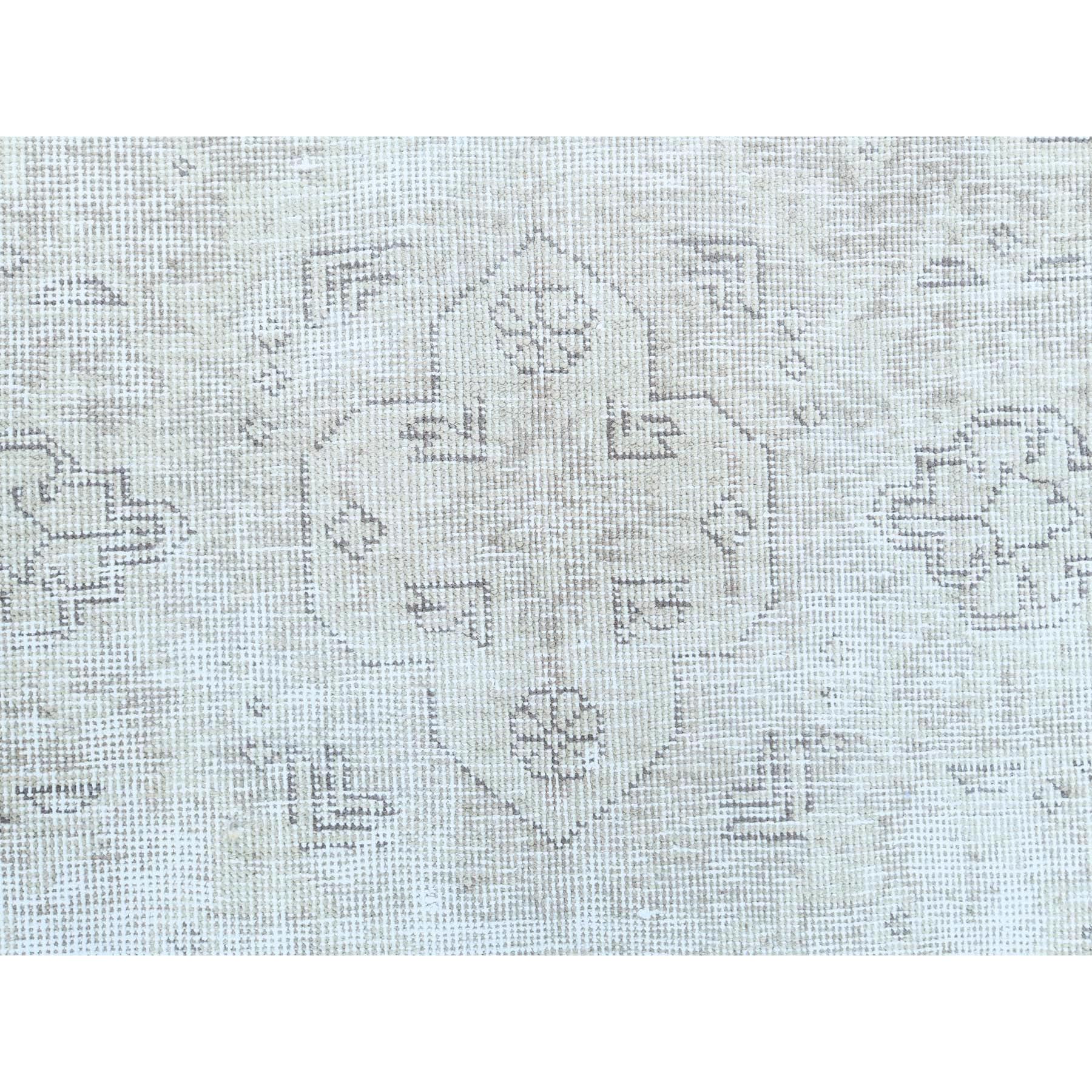 9'6"x12'7" Ivory, Vintage Persian Tabriz Cropped Thin Distressed Look, Shabby Chic Worn Wool Hand Knotted, Oriental Rug HR81678 - Image 9